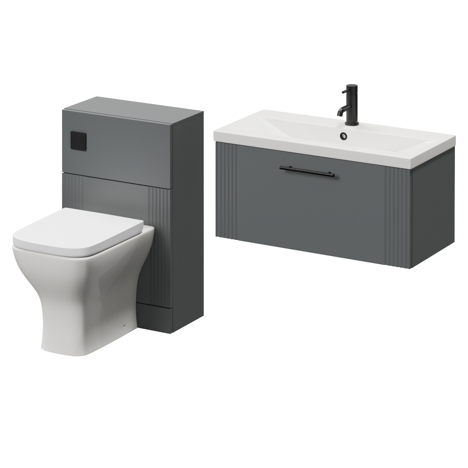 Avant Wall Mounted Single Drawer Vanity Unit and Toilet Suite with Glide Basin