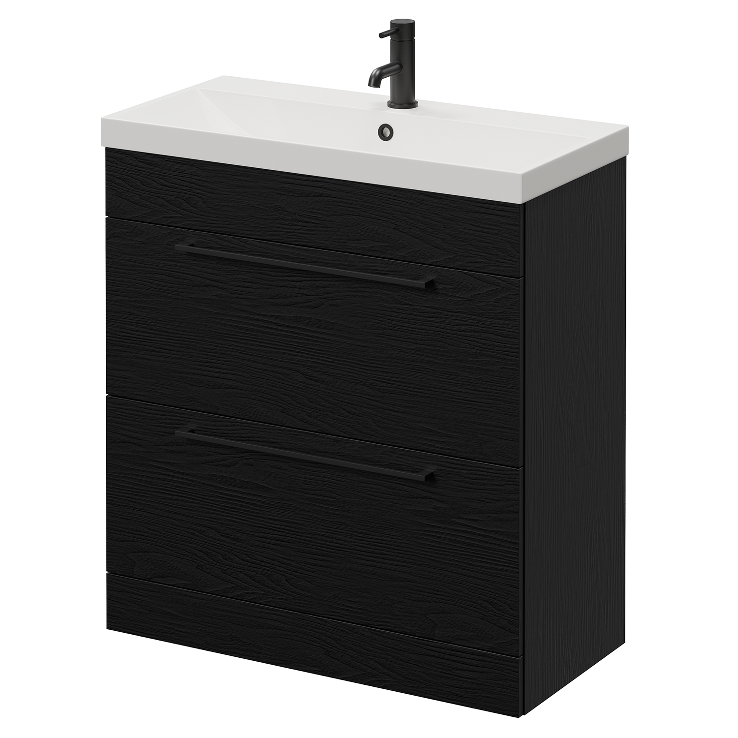 Napoli Nero Oak 390 2 Drawer Vanity Unit With Rimini Basin | | Mdf | 800Mm