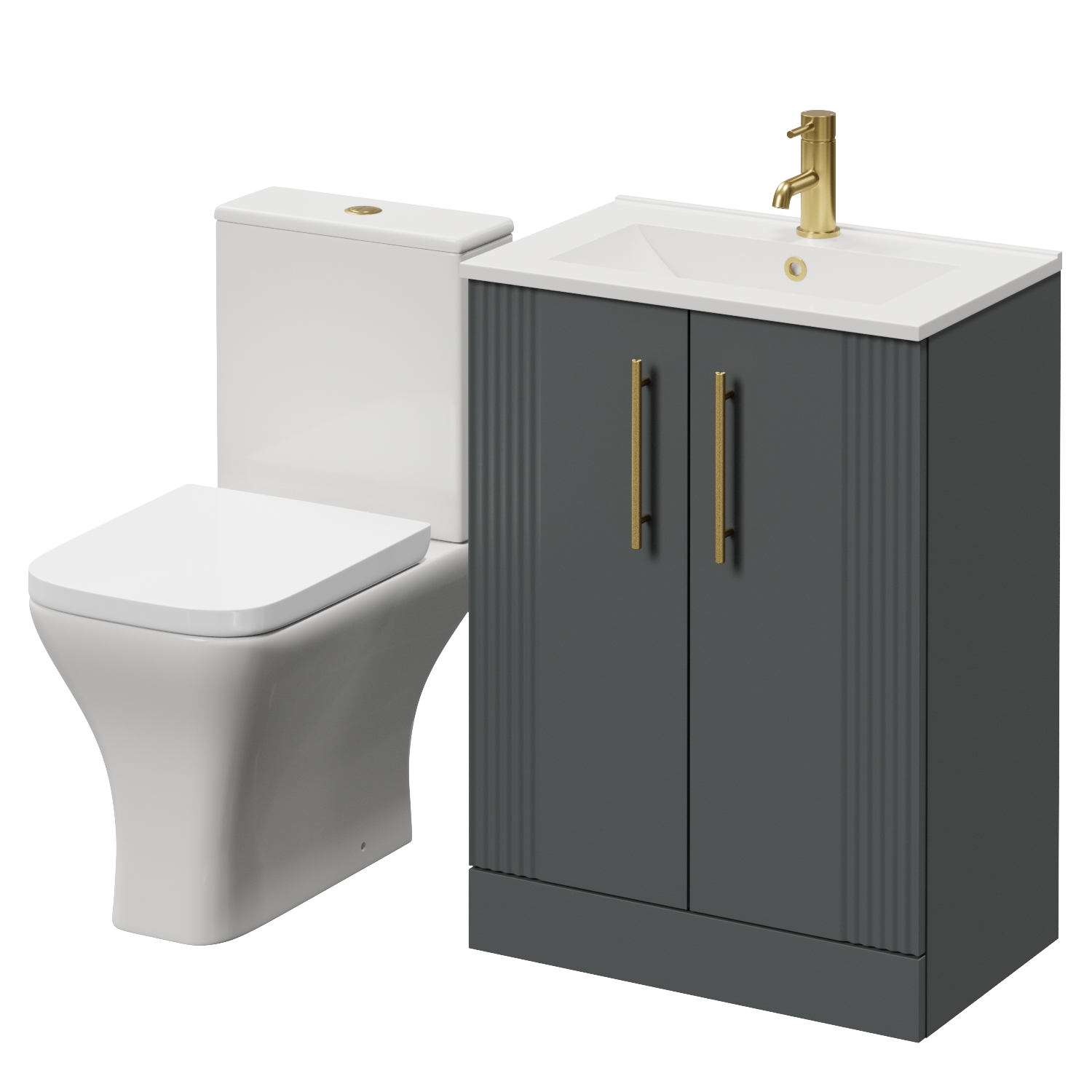 Avant 2 Door Vanity Unit and Kingston Toilet Suite with Angel Basin