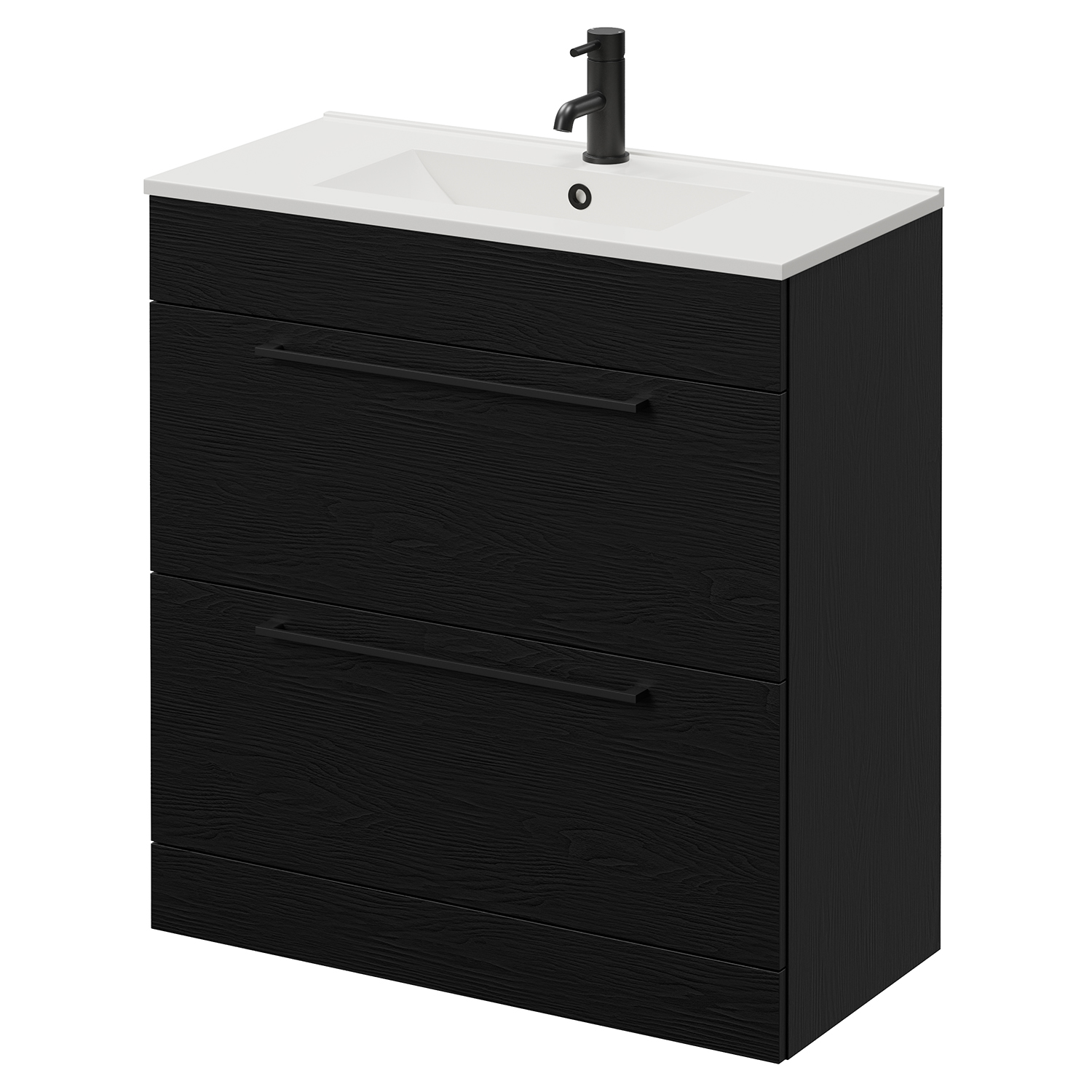 Napoli Nero Oak 390 2 Drawer Vanity Unit With Angel Basin | | Mdf | 800Mm
