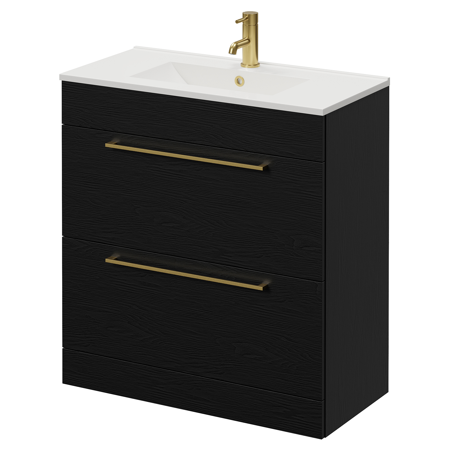 Napoli Nero Oak 390 2 Drawer Vanity Unit With Angel Basin | | Mdf | 800Mm