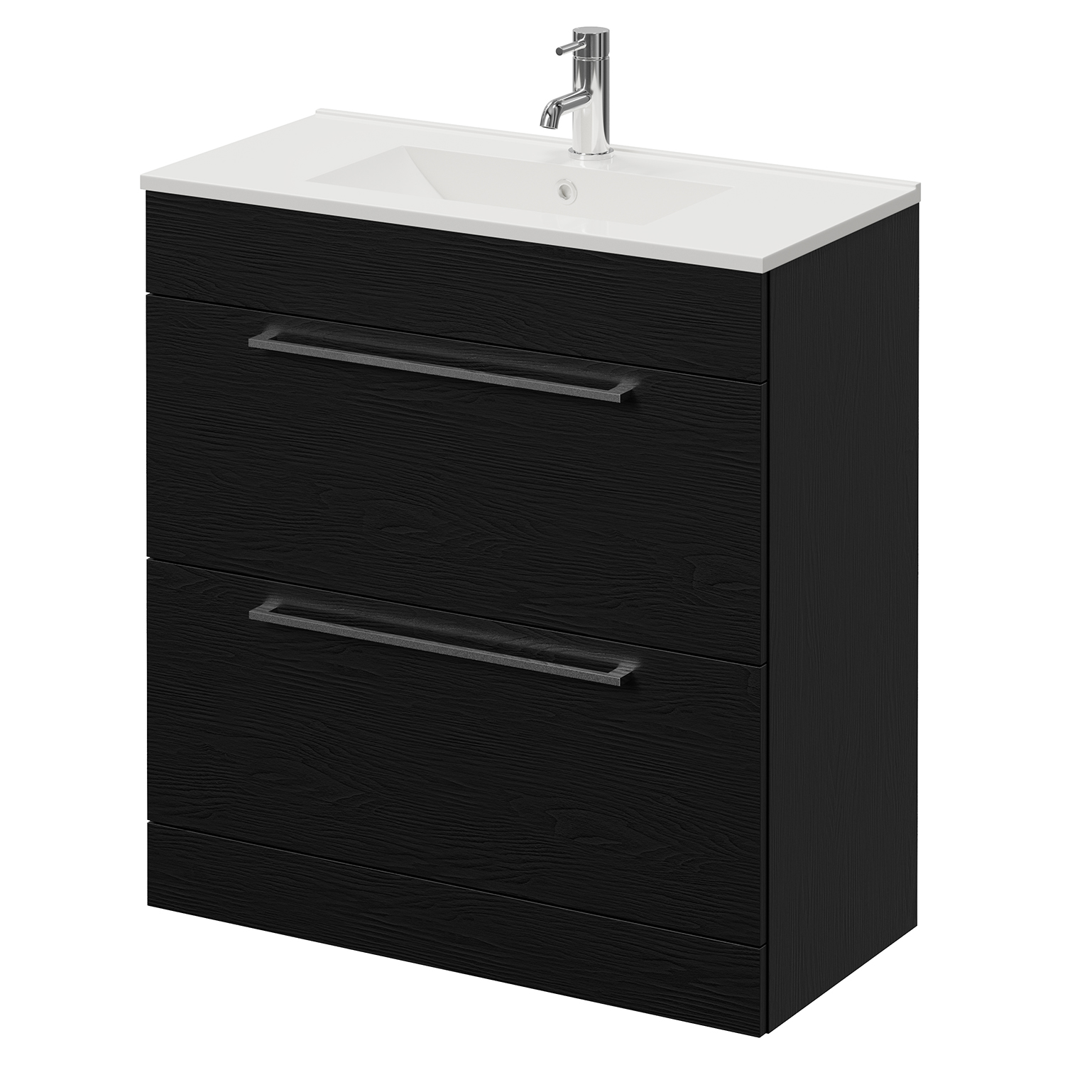 Napoli Nero Oak 390 2 Drawer Vanity Unit With Angel Basin | | Mdf | 800Mm