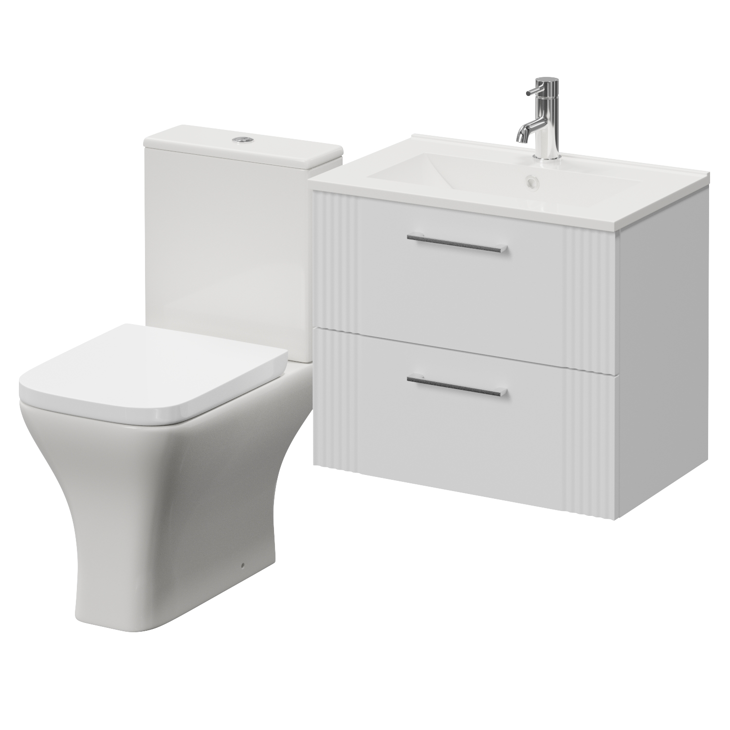 Avant Wall Mounted 2 Drawer Vanity Unit and Toilet Suite with Angel Basin