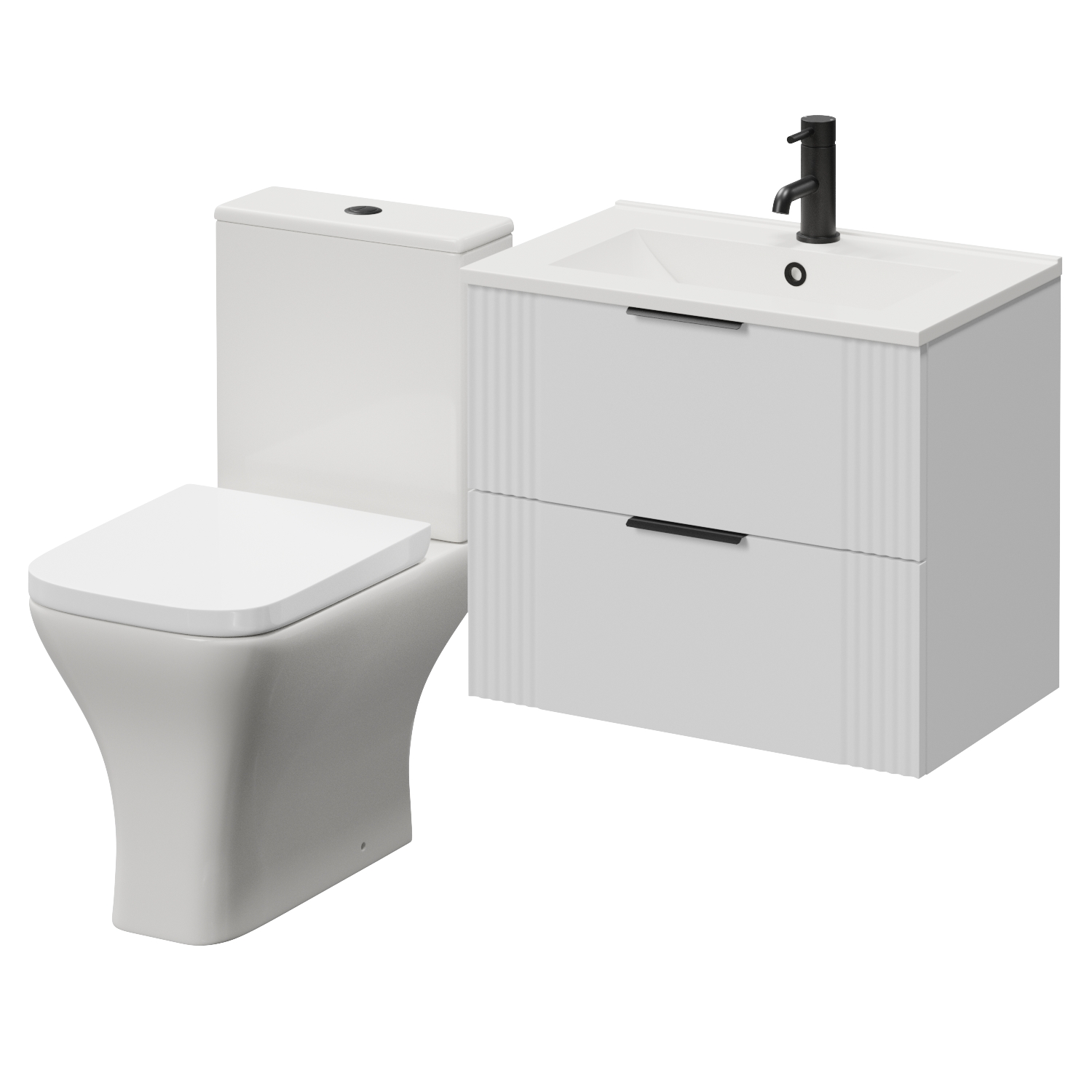 Avant Wall Mounted 2 Drawer Vanity Unit and Toilet Suite with Angel Basin