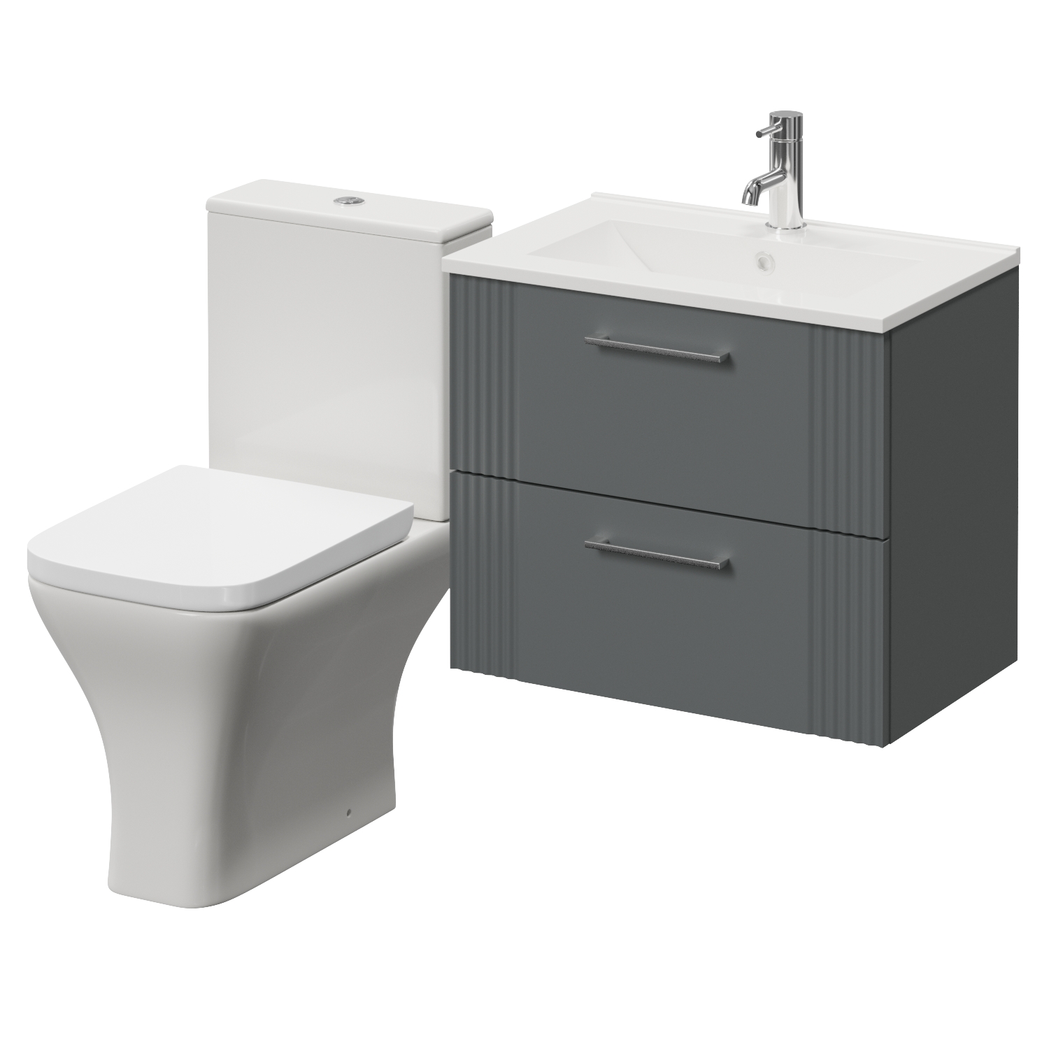 Avant Wall Mounted 2 Drawer Vanity Unit and Toilet Suite with Angel Basin