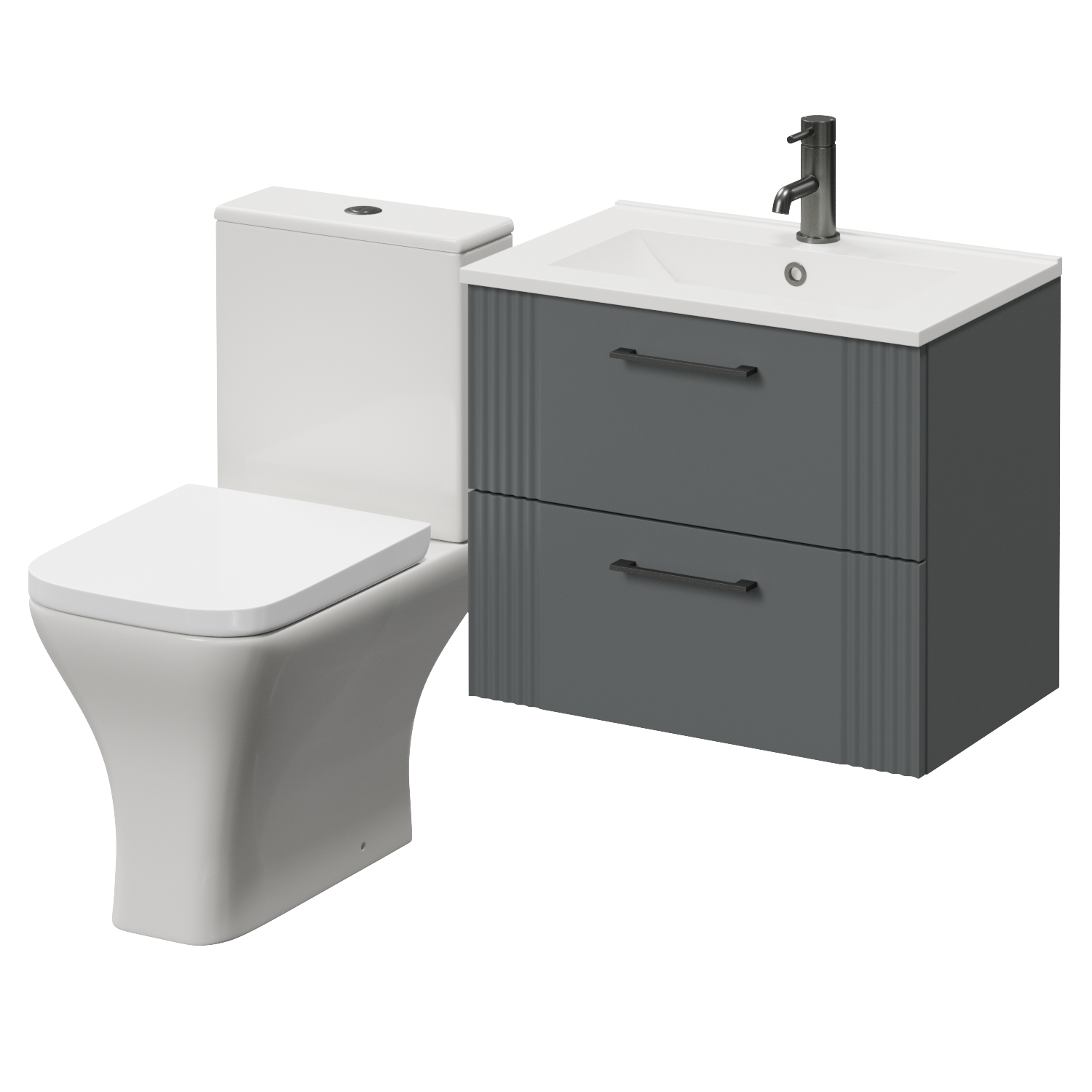 Avant Wall Mounted 2 Drawer Vanity Unit and Toilet Suite with Angel Basin