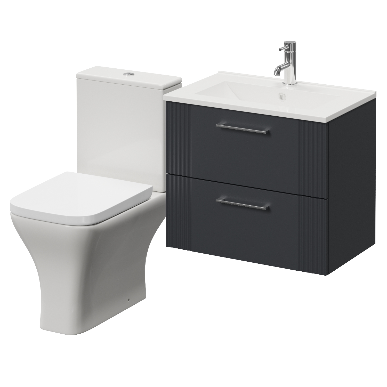 Avant Wall Mounted 2 Drawer Vanity Unit and Toilet Suite with Angel Basin