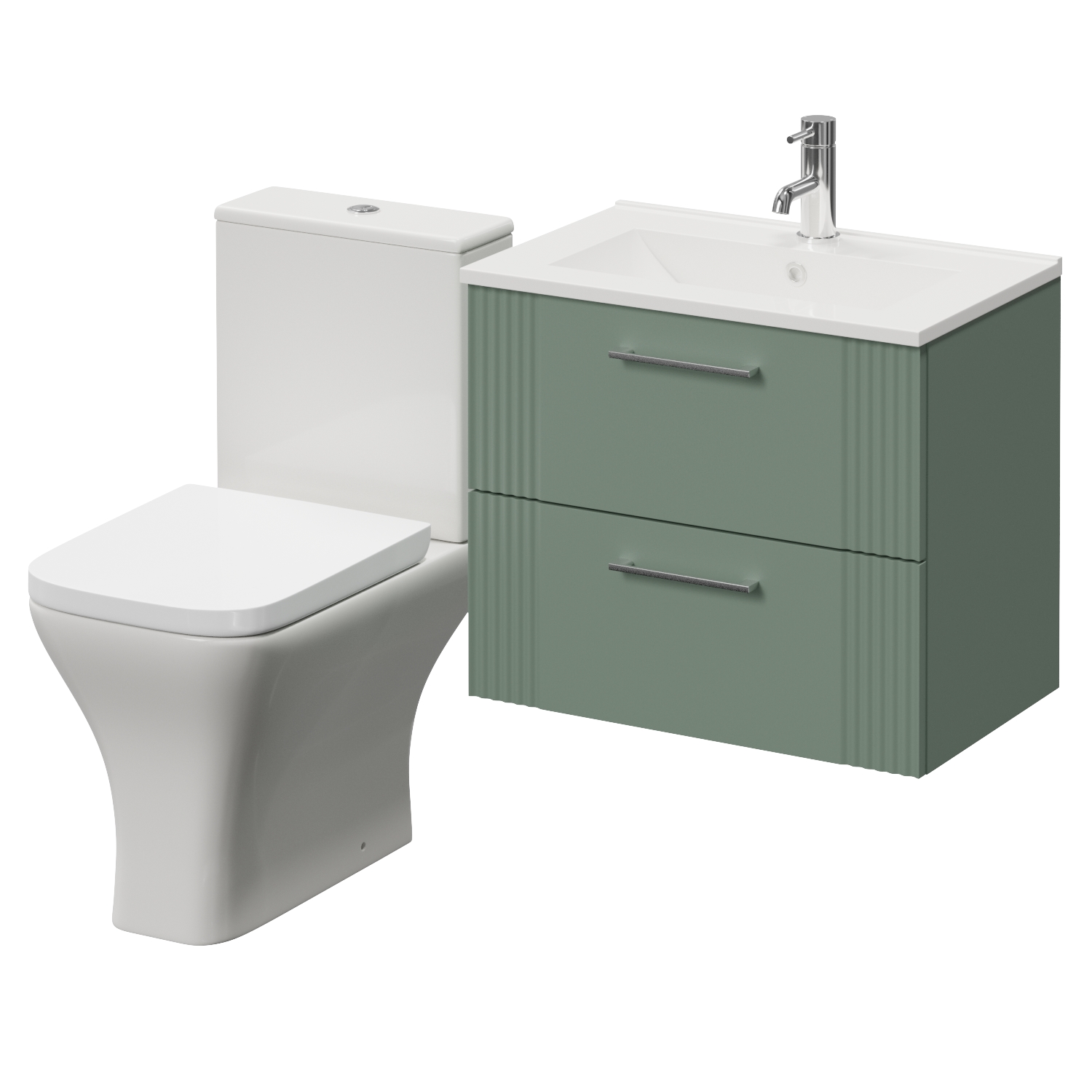 Avant Wall Mounted 2 Drawer Vanity Unit and Toilet Suite with Angel Basin