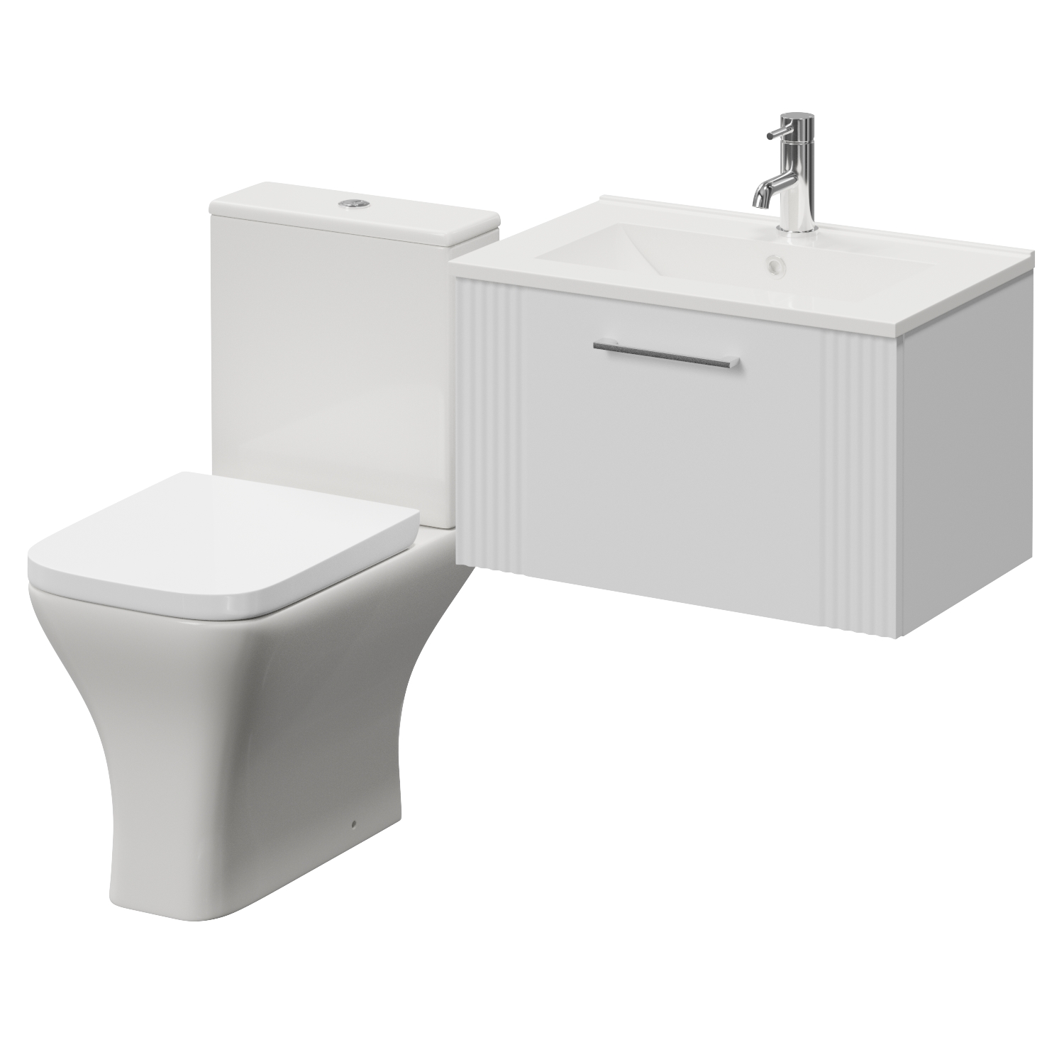 Avant Wall Mounted Single Drawer Vanity Unit and Kingston Toilet Suite with Angel Basin