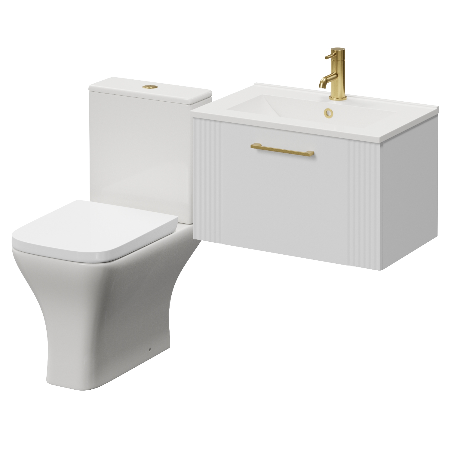 Avant Wall Mounted Single Drawer Vanity Unit and Kingston Toilet Suite with Angel Basin