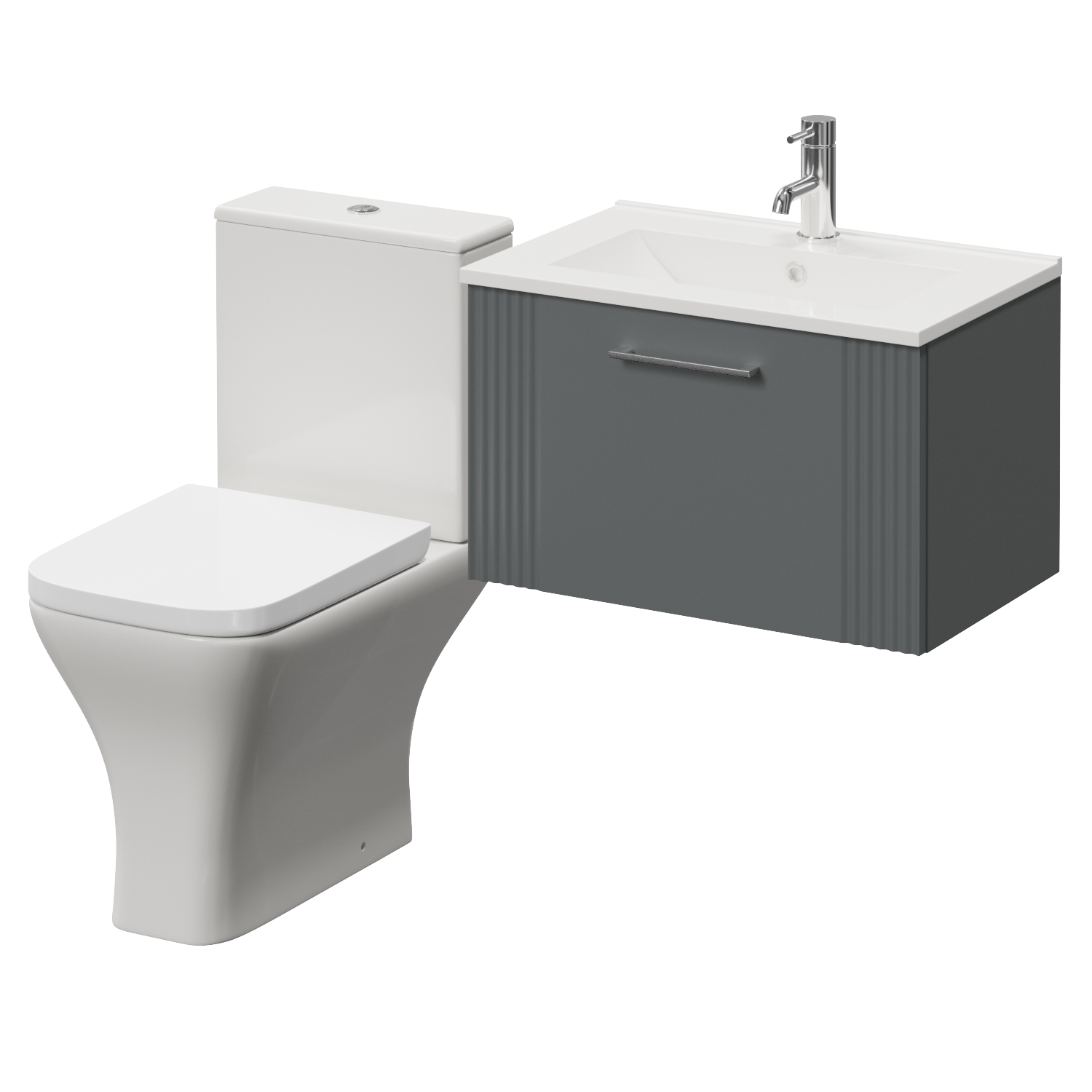 Avant Wall Mounted Single Drawer Vanity Unit and Kingston Toilet Suite with Angel Basin
