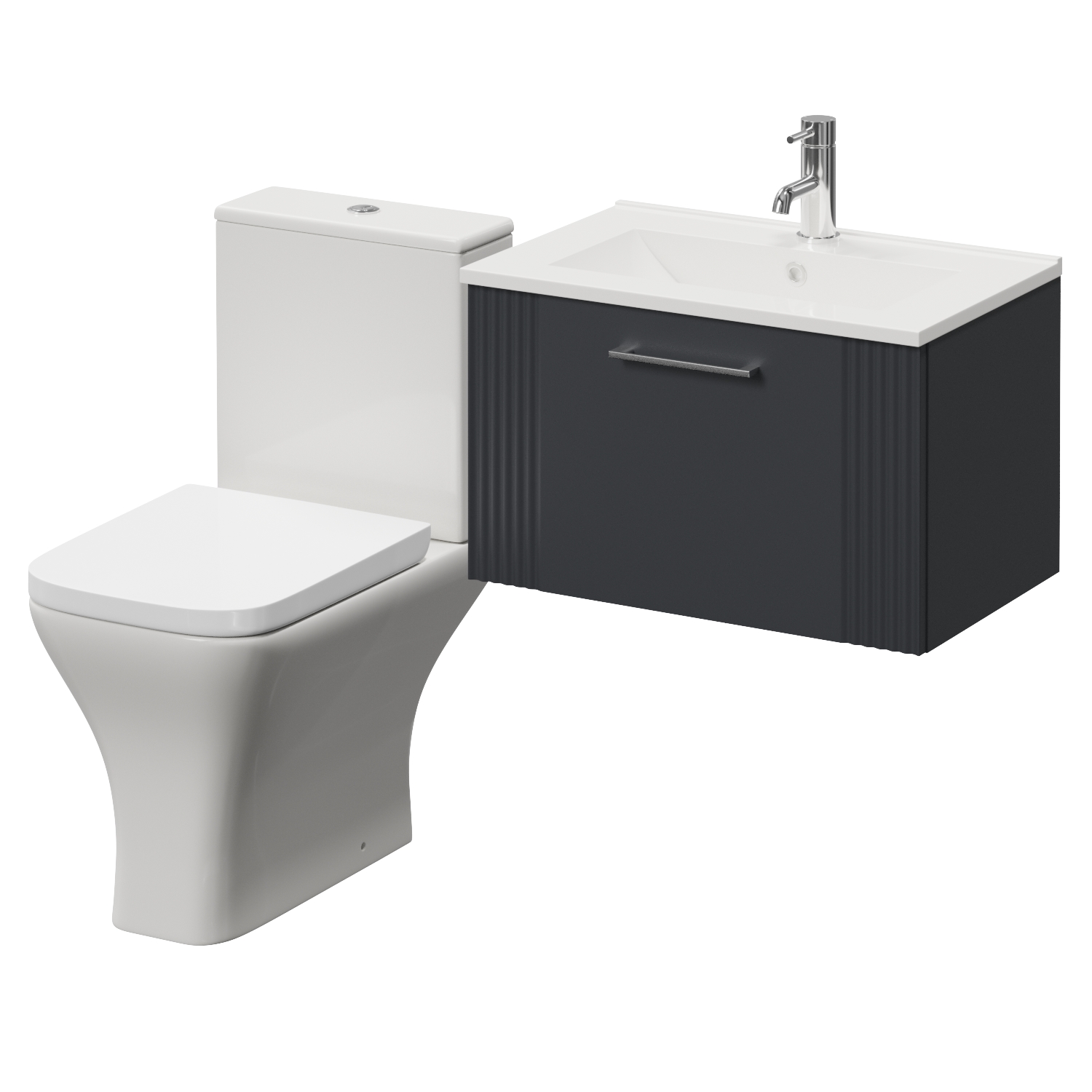 Avant Wall Mounted Single Drawer Vanity Unit and Kingston Toilet Suite with Angel Basin