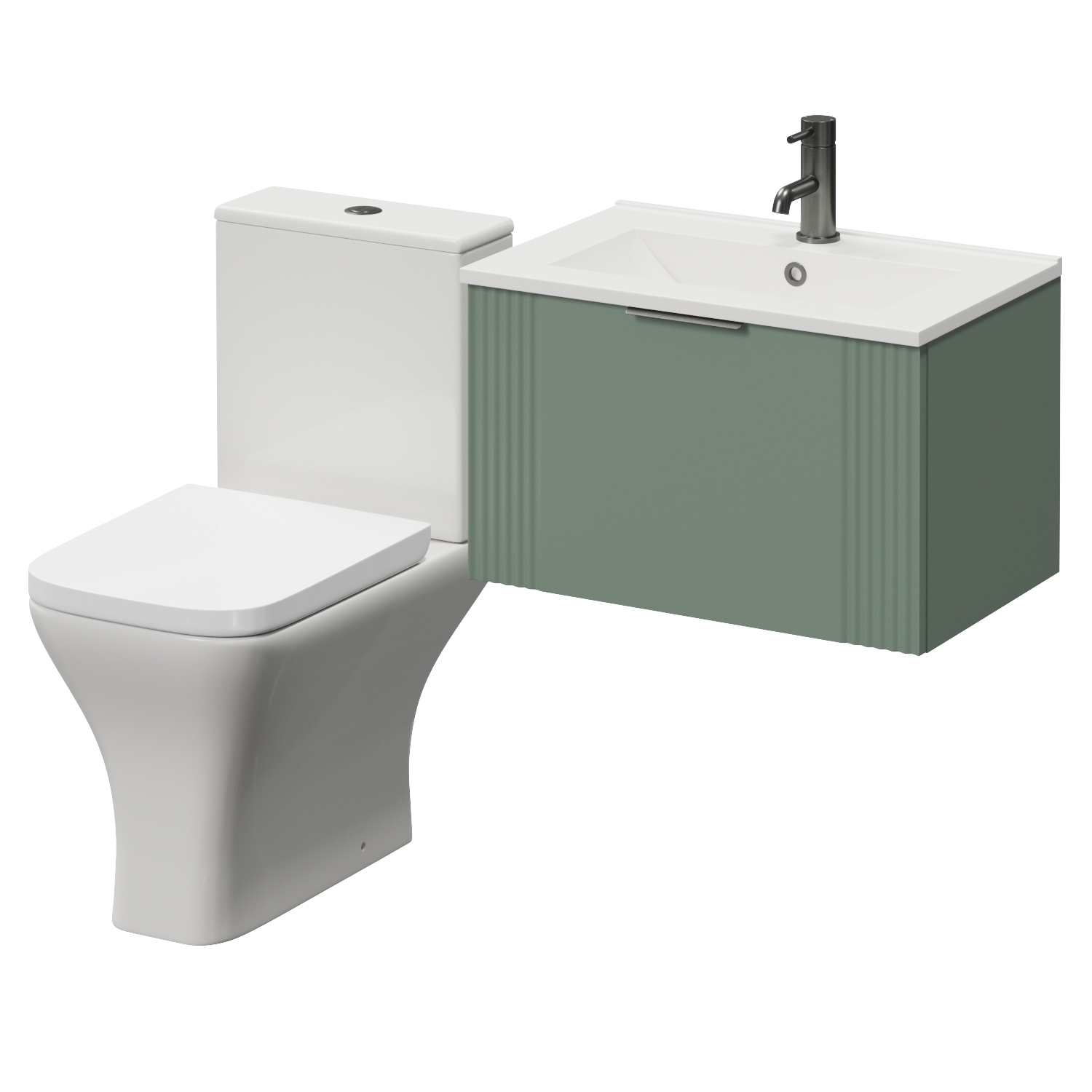Avant Wall Mounted Single Drawer Vanity Unit and Kingston Toilet Suite with Angel Basin
