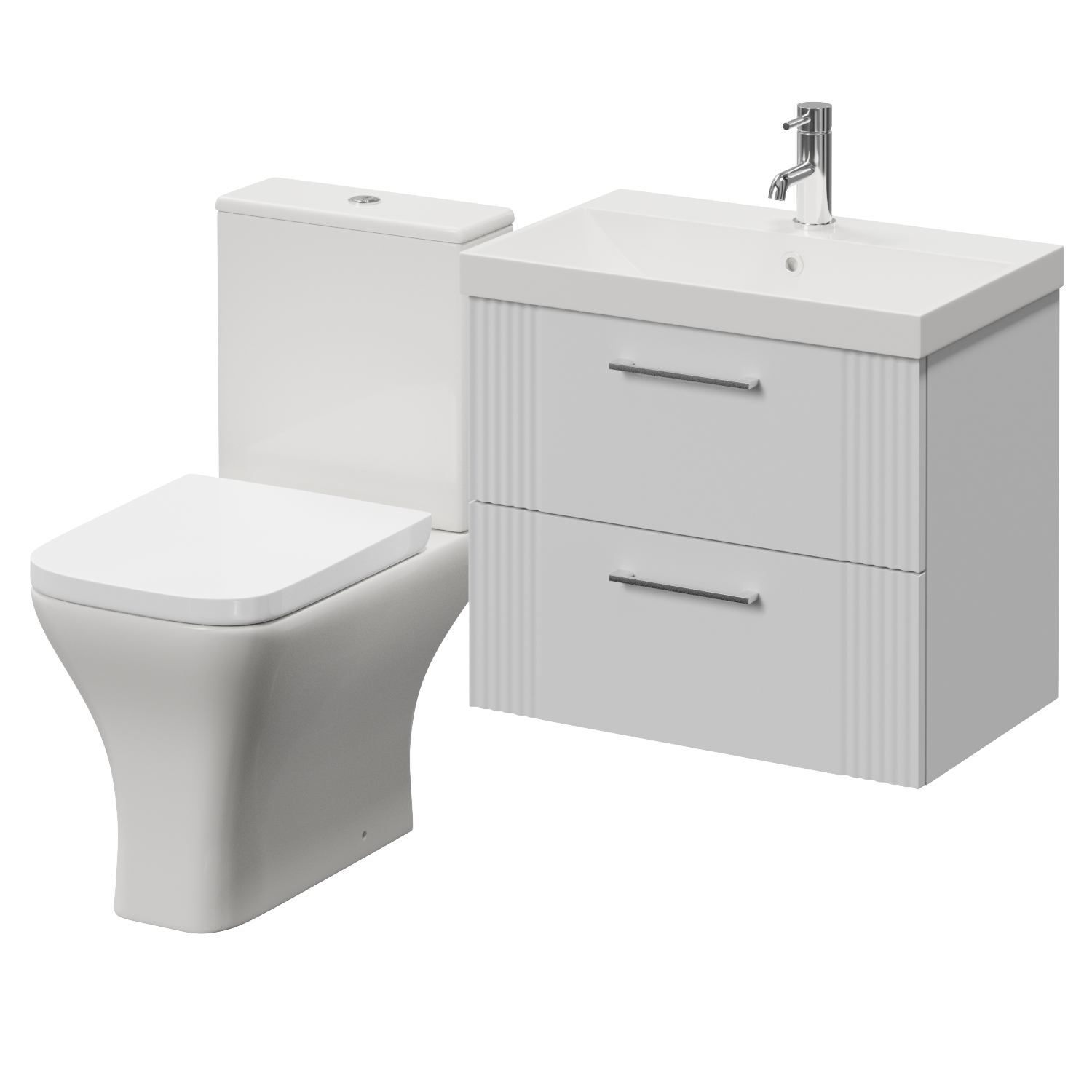 Avant Wall Mounted 2 Drawer Vanity Unit and Kingston Toilet Suite with Rimini Basin