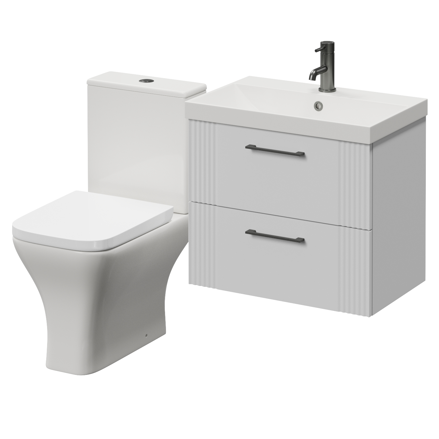Avant Wall Mounted 2 Drawer Vanity Unit and Kingston Toilet Suite with Rimini Basin
