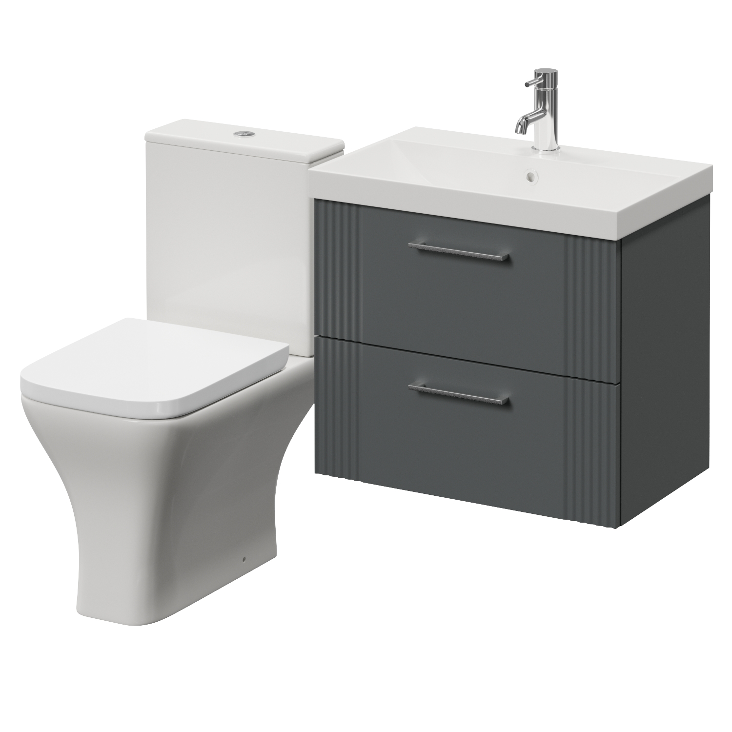 Avant Wall Mounted 2 Drawer Vanity Unit and Kingston Toilet Suite with Rimini Basin