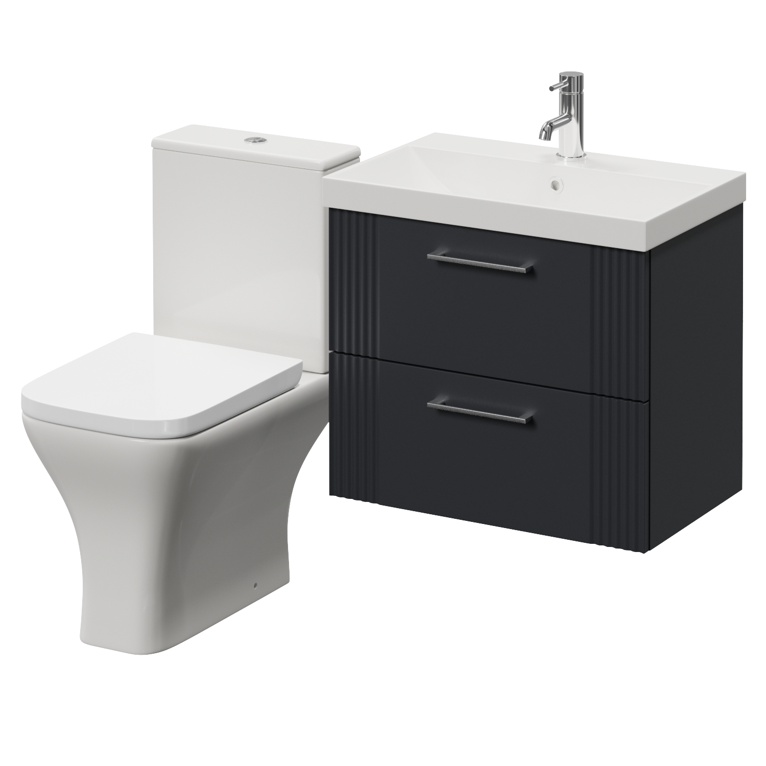 Avant Wall Mounted 2 Drawer Vanity Unit and Kingston Toilet Suite with Rimini Basin