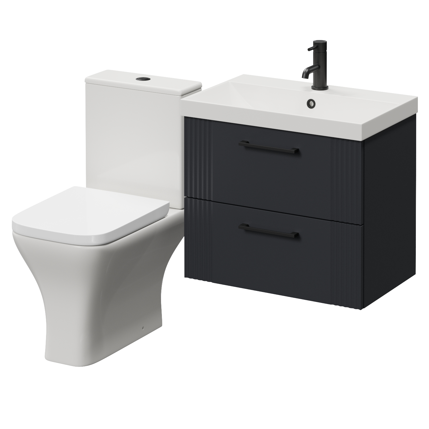 Avant Wall Mounted 2 Drawer Vanity Unit and Kingston Toilet Suite with Rimini Basin