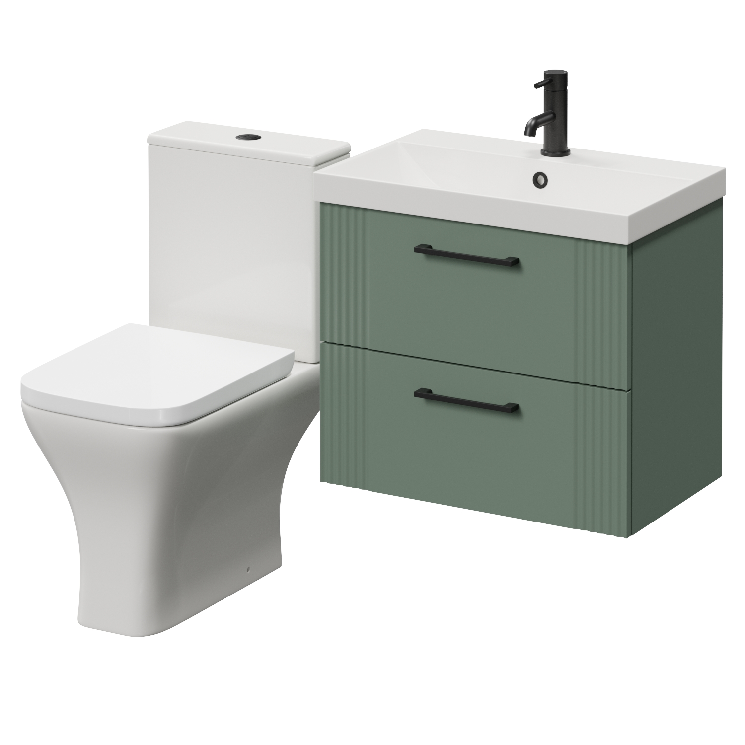 Avant Wall Mounted 2 Drawer Vanity Unit and Kingston Toilet Suite with Rimini Basin