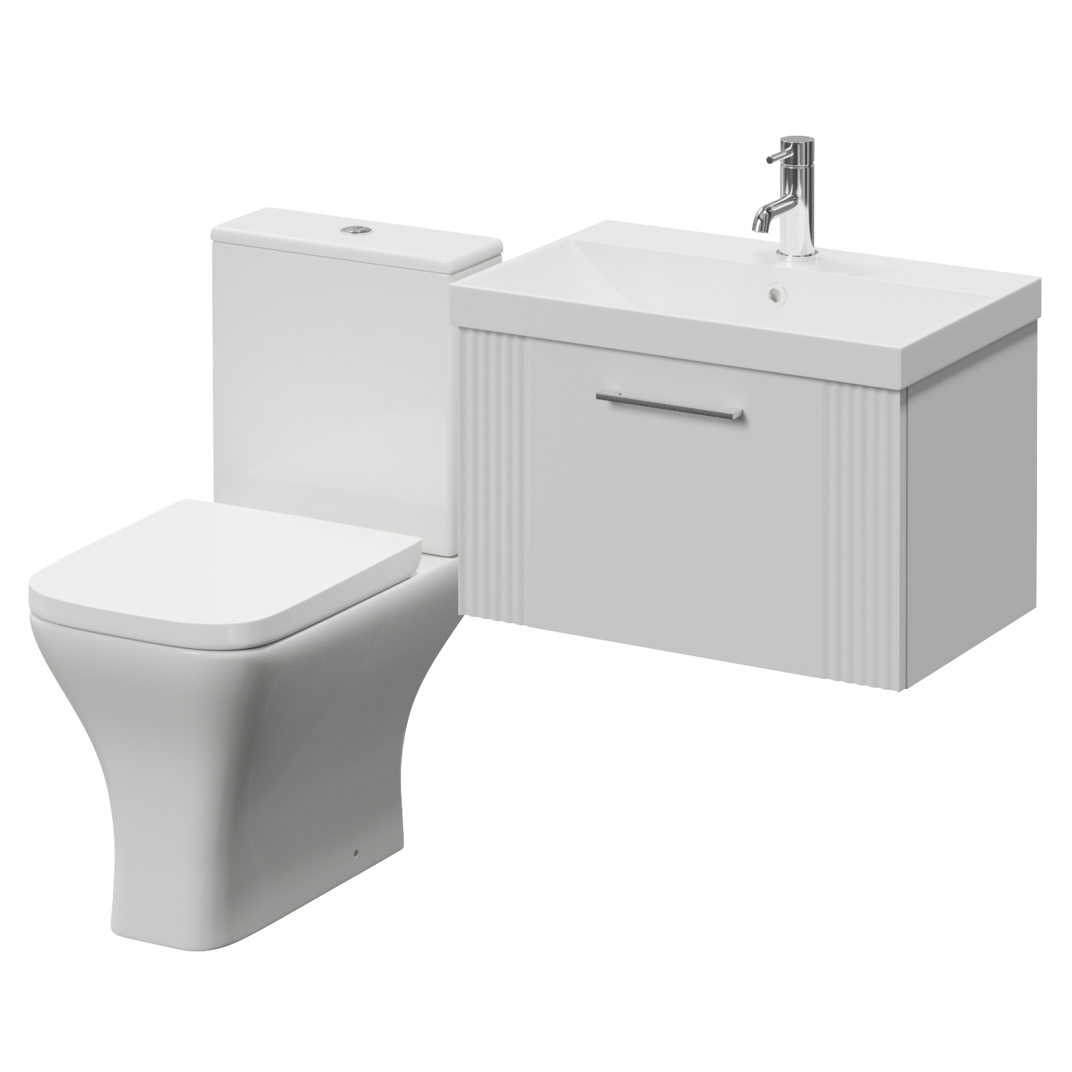 Avant Wall Mounted Single Drawer Vanity Unit and Kingston Toilet Suite with Rimini Basin