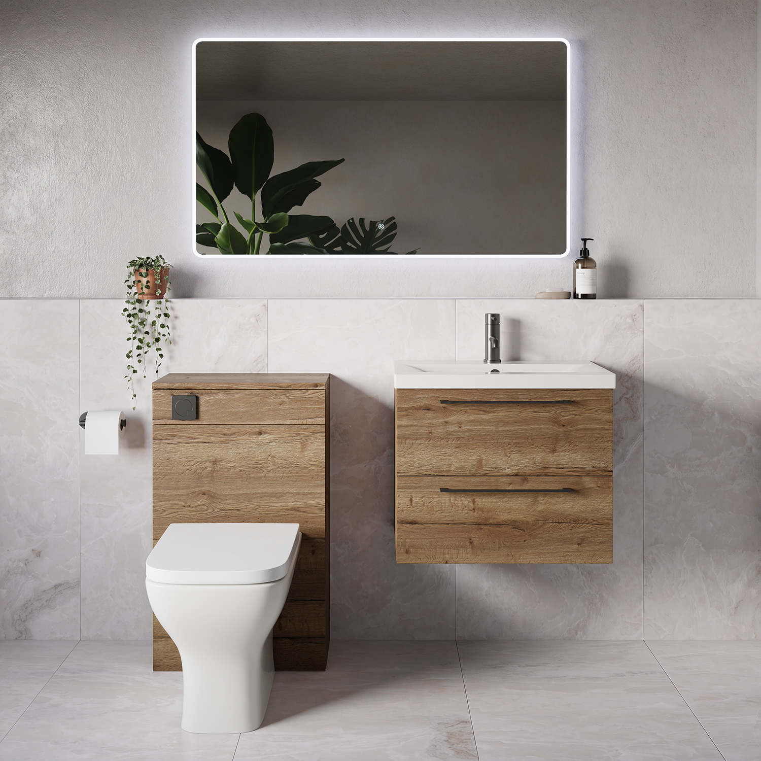 Napoli 390 Wall Mounted 2 Drawer Vanity Unit and Toilet Suite with Glide Basin