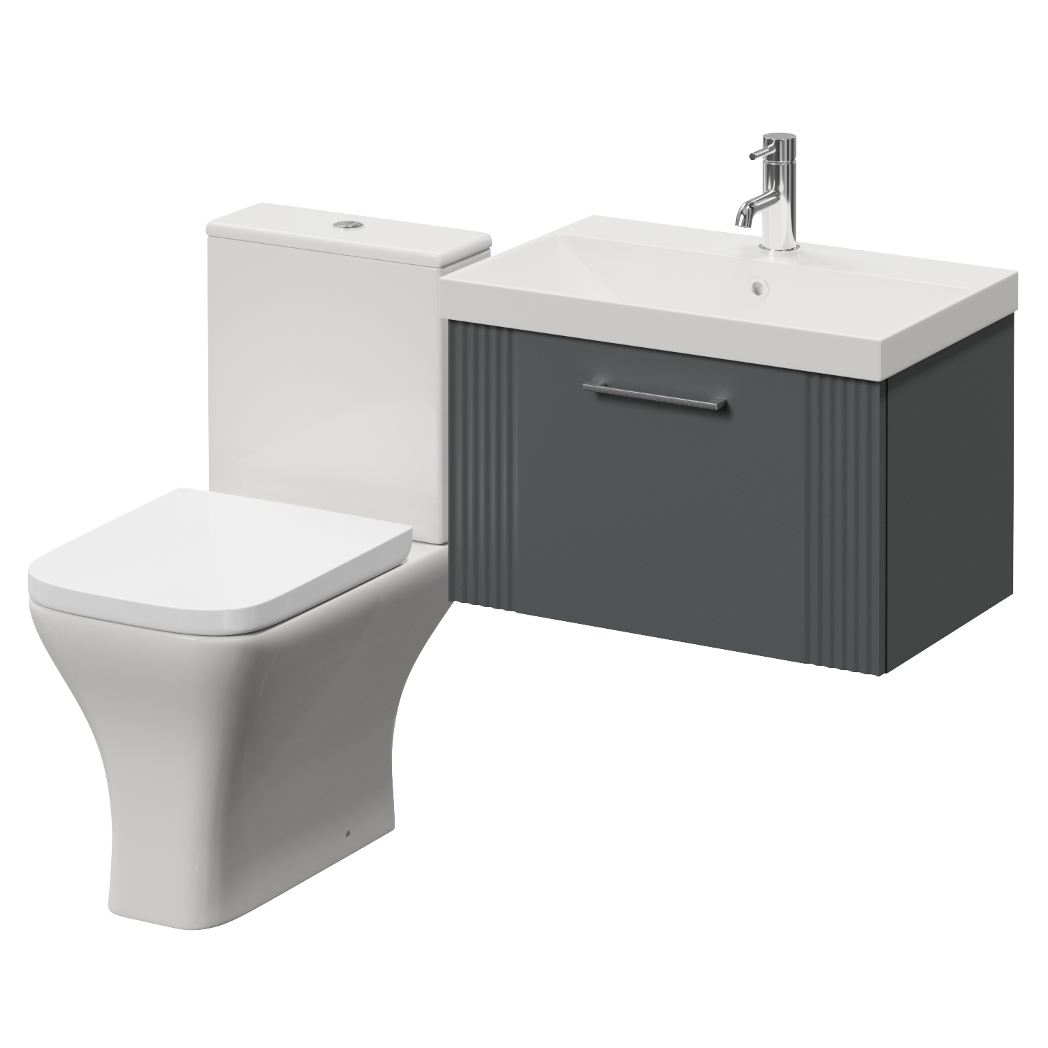 Avant Wall Mounted Single Drawer Vanity Unit and Kingston Toilet Suite with Rimini Basin
