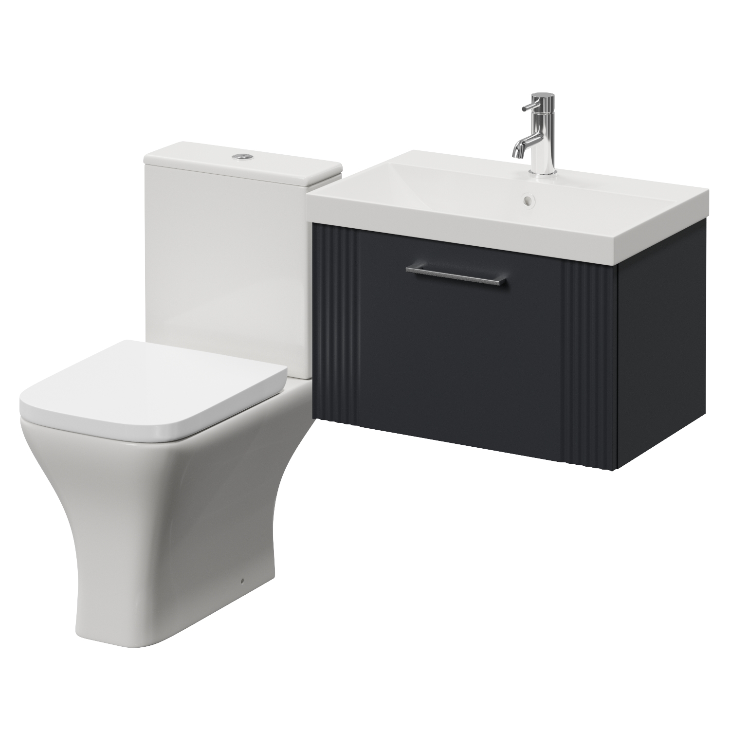 Avant Wall Mounted Single Drawer Vanity Unit and Kingston Toilet Suite with Rimini Basin