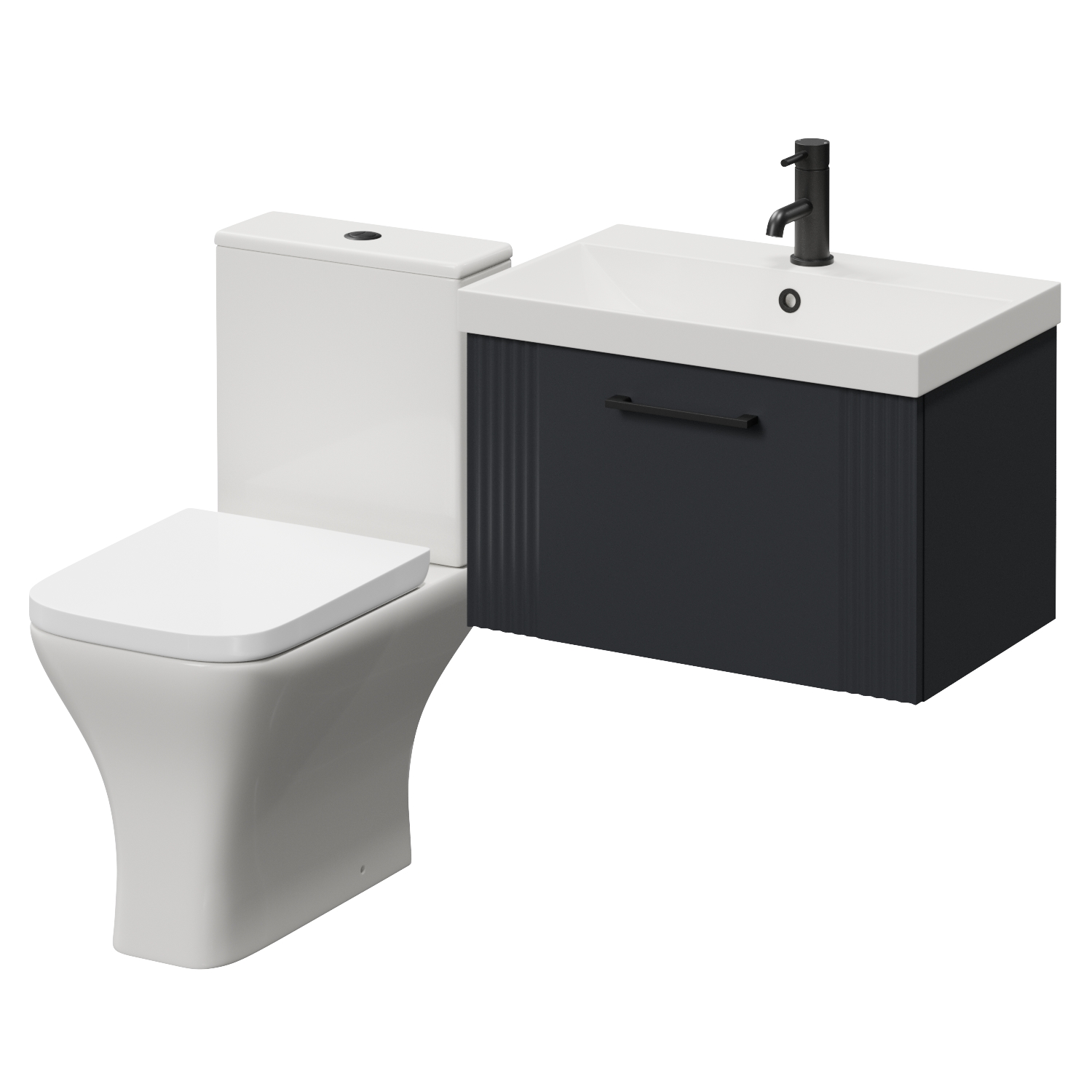 Avant Wall Mounted Single Drawer Vanity Unit and Kingston Toilet Suite with Rimini Basin