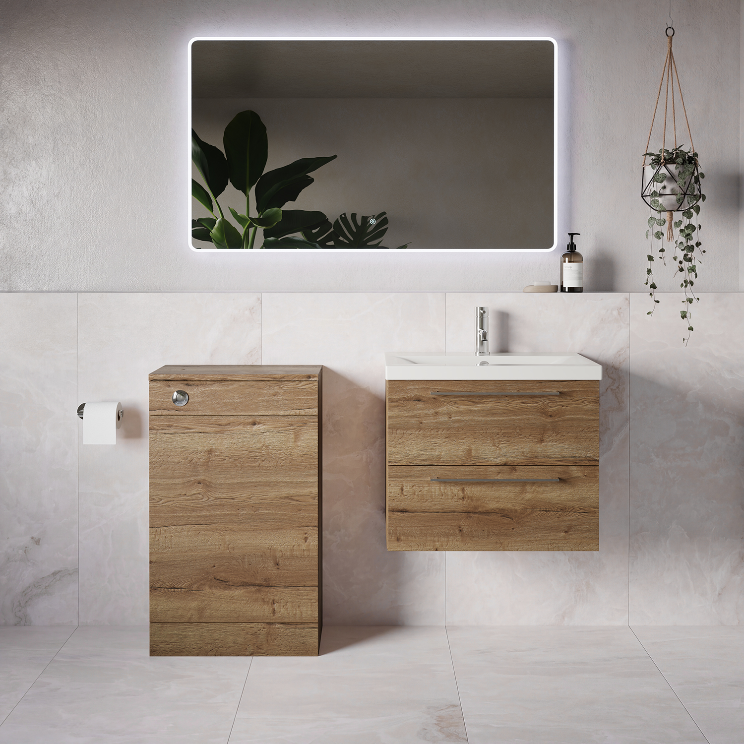 Napoli 390 Wall Mounted 2 Drawer Vanity Unit and Toilet Suite with Glide Basin