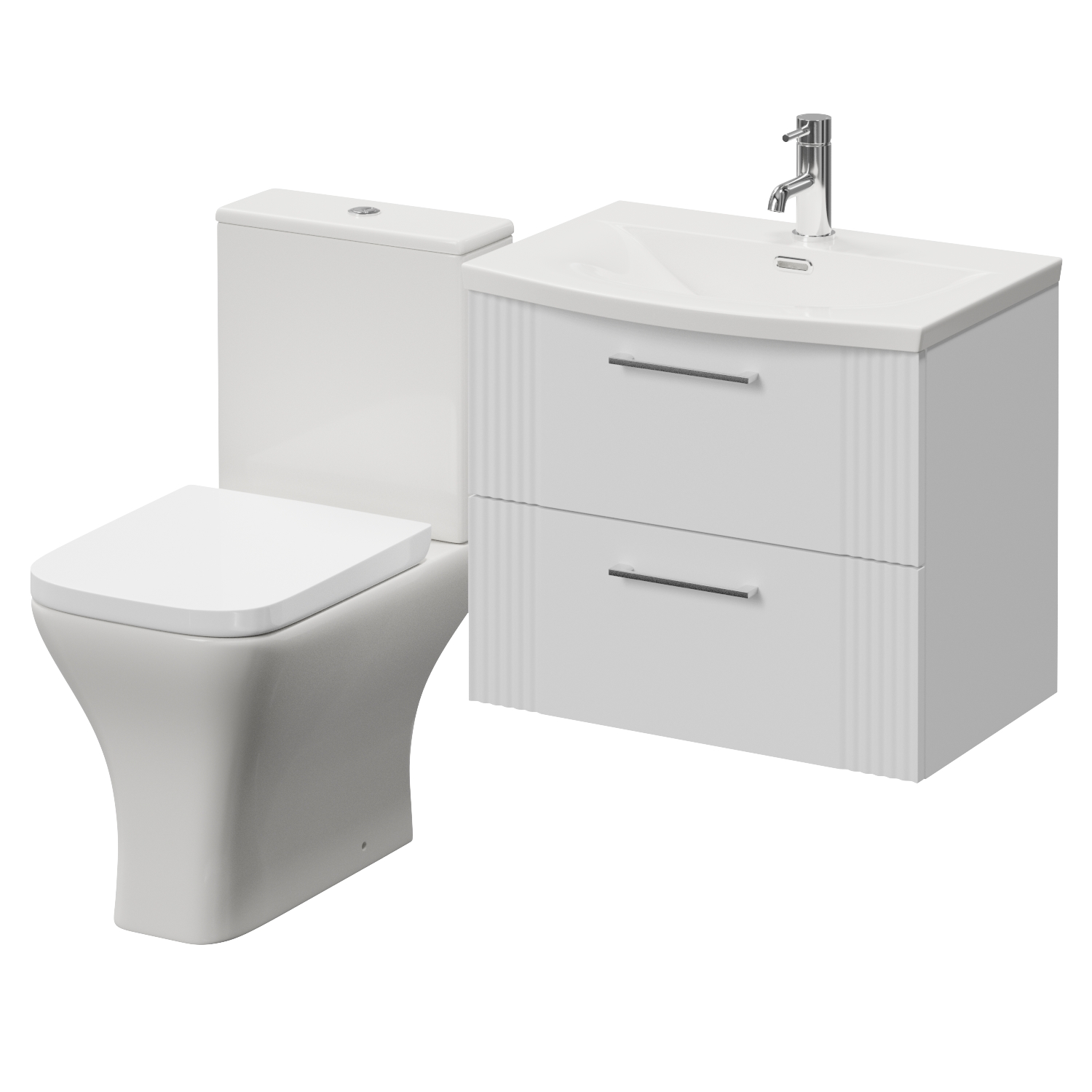 Avant Wall Mounted 2 Drawer Vanity Unit and Kingston Toilet Suite with Arc Basin