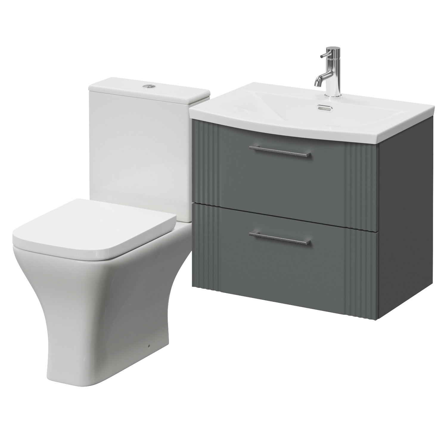 Avant Wall Mounted 2 Drawer Vanity Unit and Kingston Toilet Suite with Arc Basin