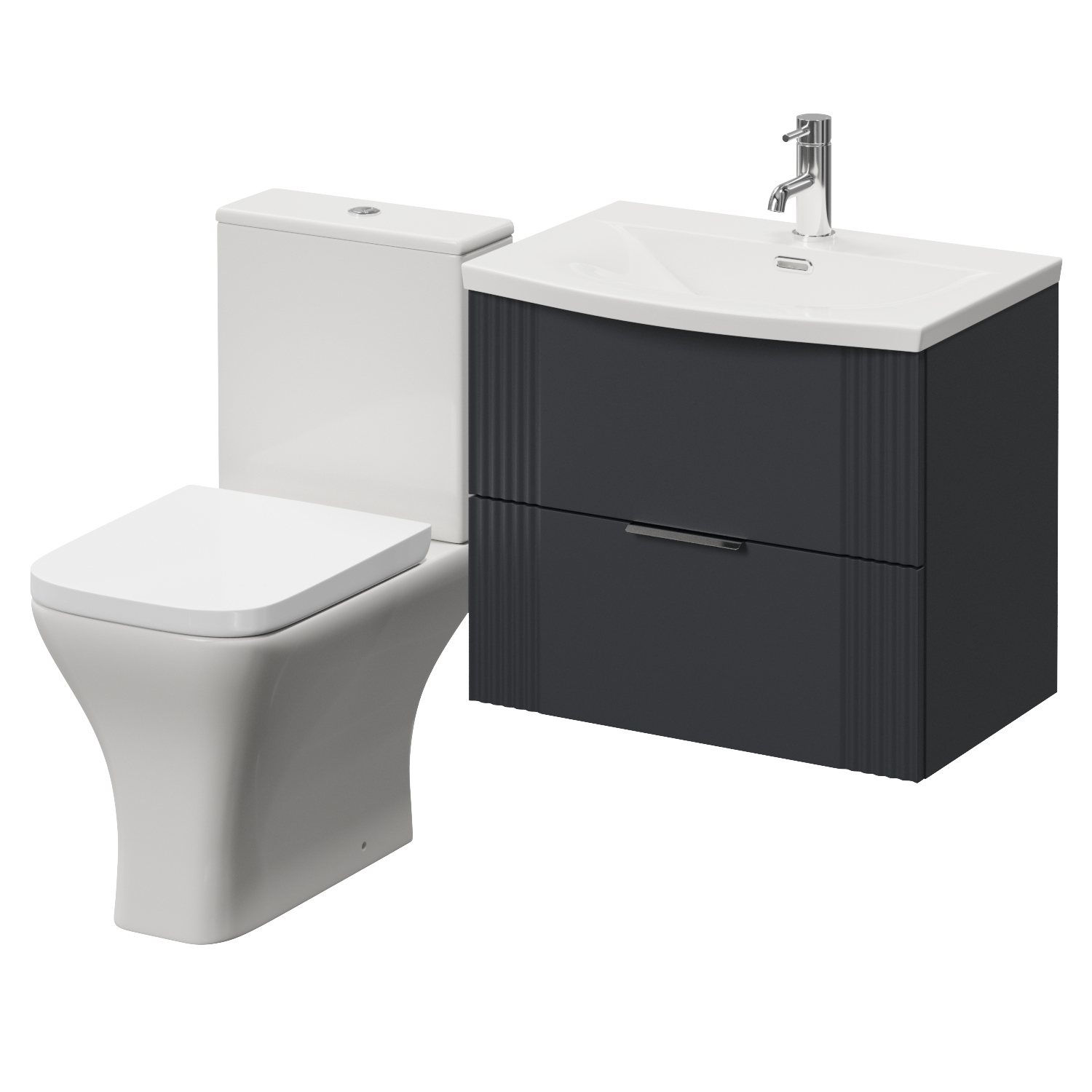 Avant Wall Mounted 2 Drawer Vanity Unit and Kingston Toilet Suite with Arc Basin