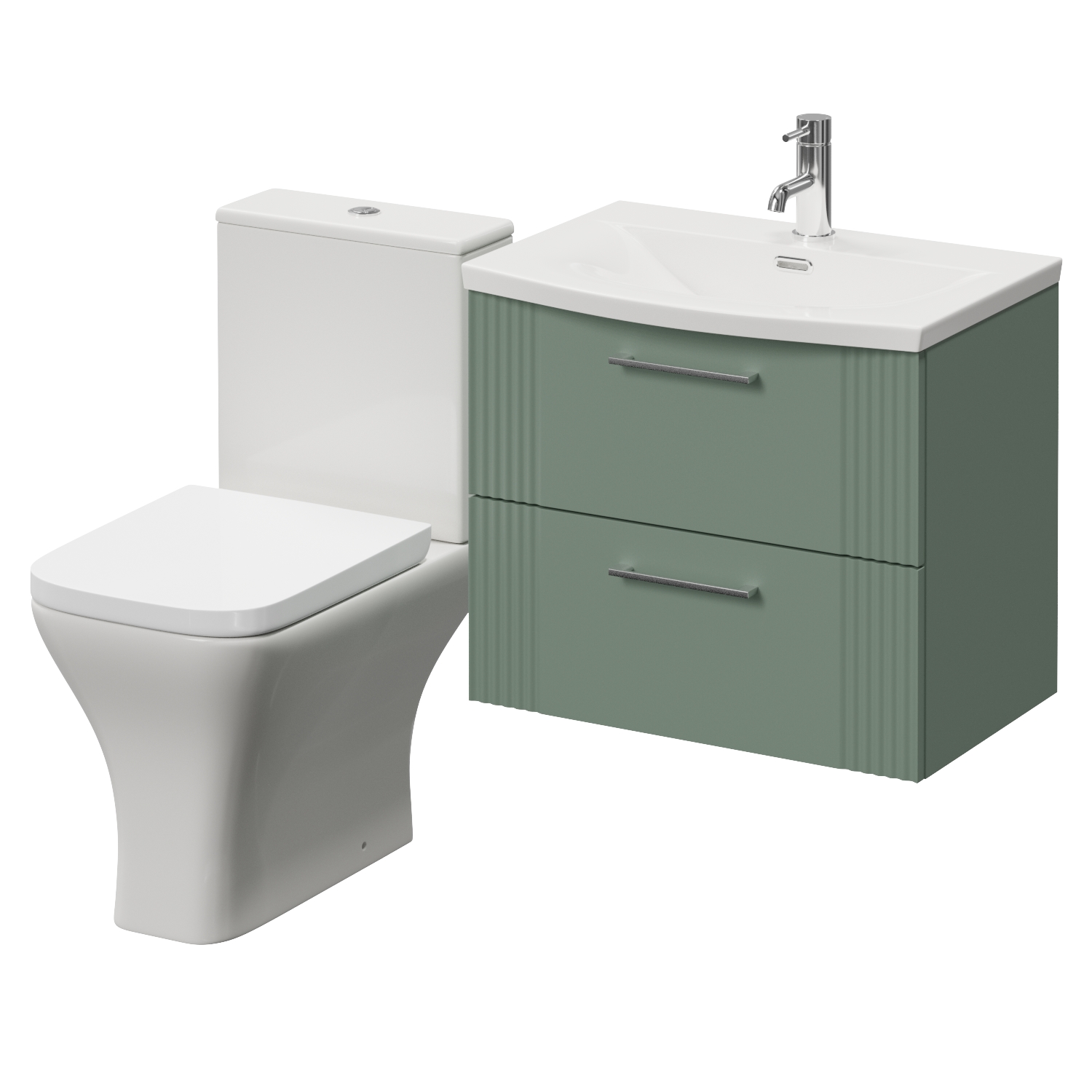 Avant Wall Mounted 2 Drawer Vanity Unit and Kingston Toilet Suite with Arc Basin