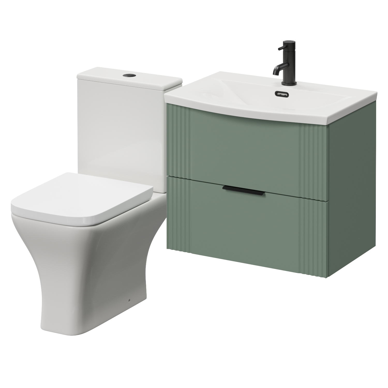 Avant Wall Mounted 2 Drawer Vanity Unit and Kingston Toilet Suite with Arc Basin