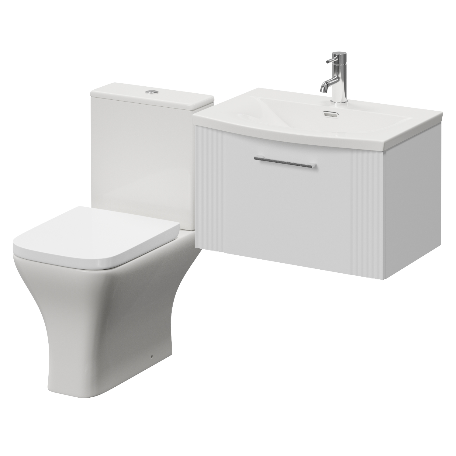 Avant Wall Mounted Single Drawer Vanity Unit and Kingston Toilet Suite with Arc Basin