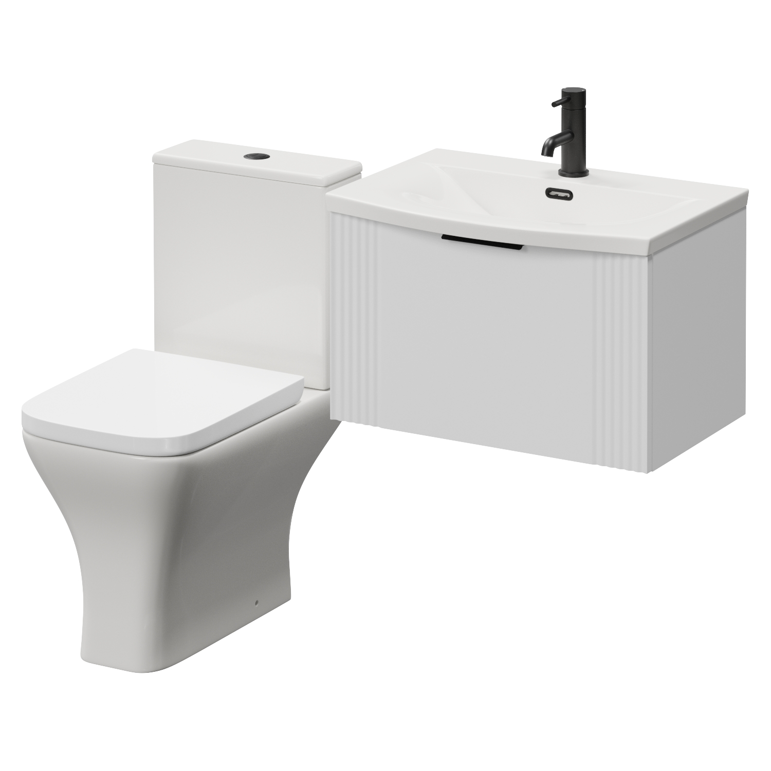 Avant Wall Mounted Single Drawer Vanity Unit and Kingston Toilet Suite with Arc Basin