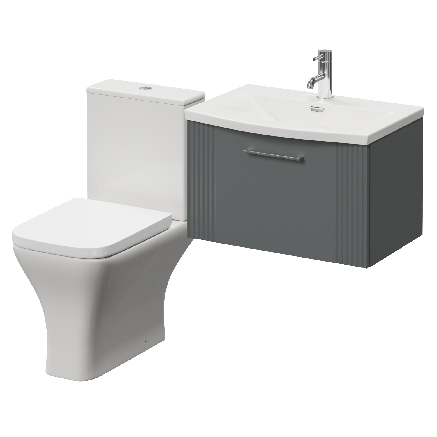 Avant Wall Mounted Single Drawer Vanity Unit and Kingston Toilet Suite with Arc Basin