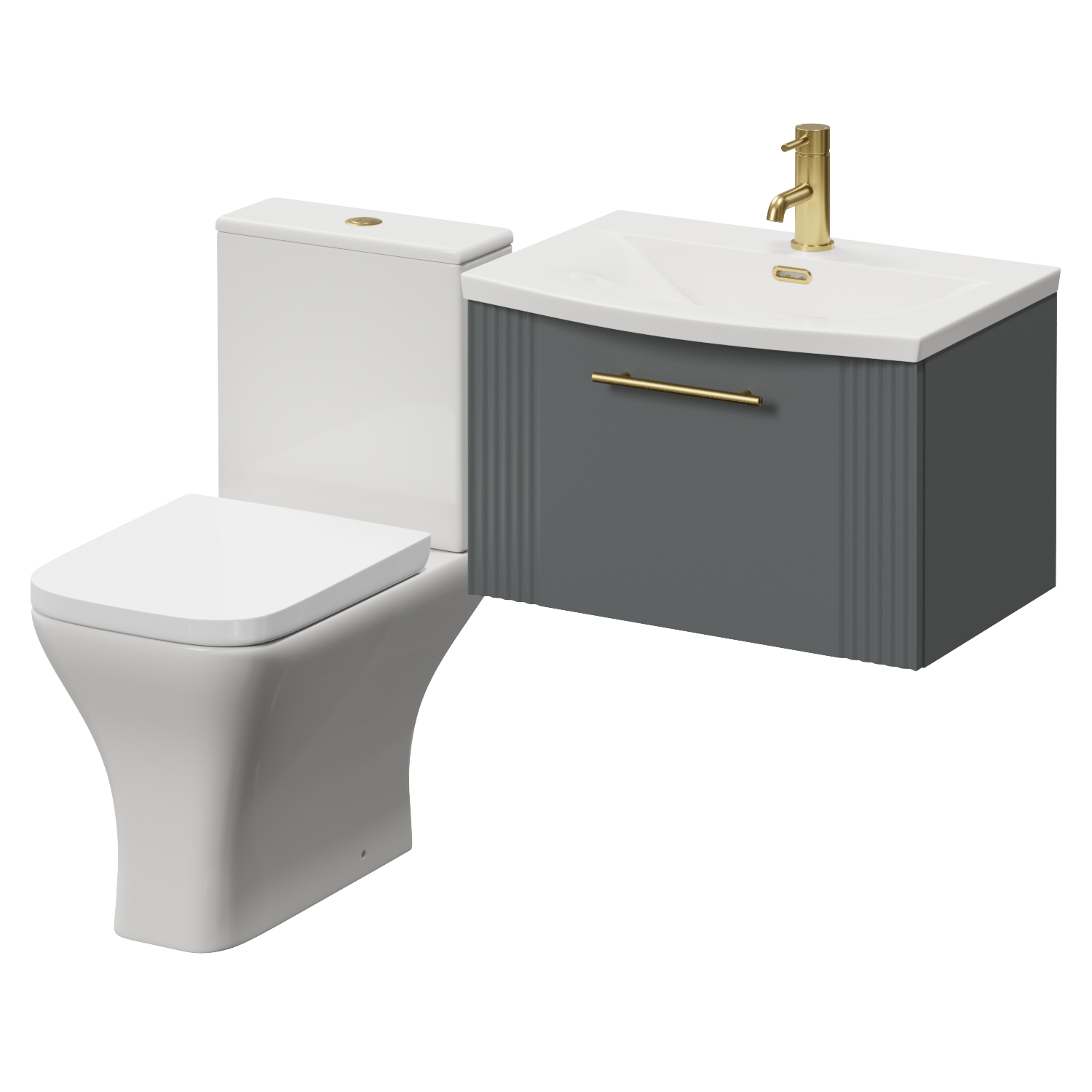 Avant Wall Mounted Single Drawer Vanity Unit and Kingston Toilet Suite with Arc Basin