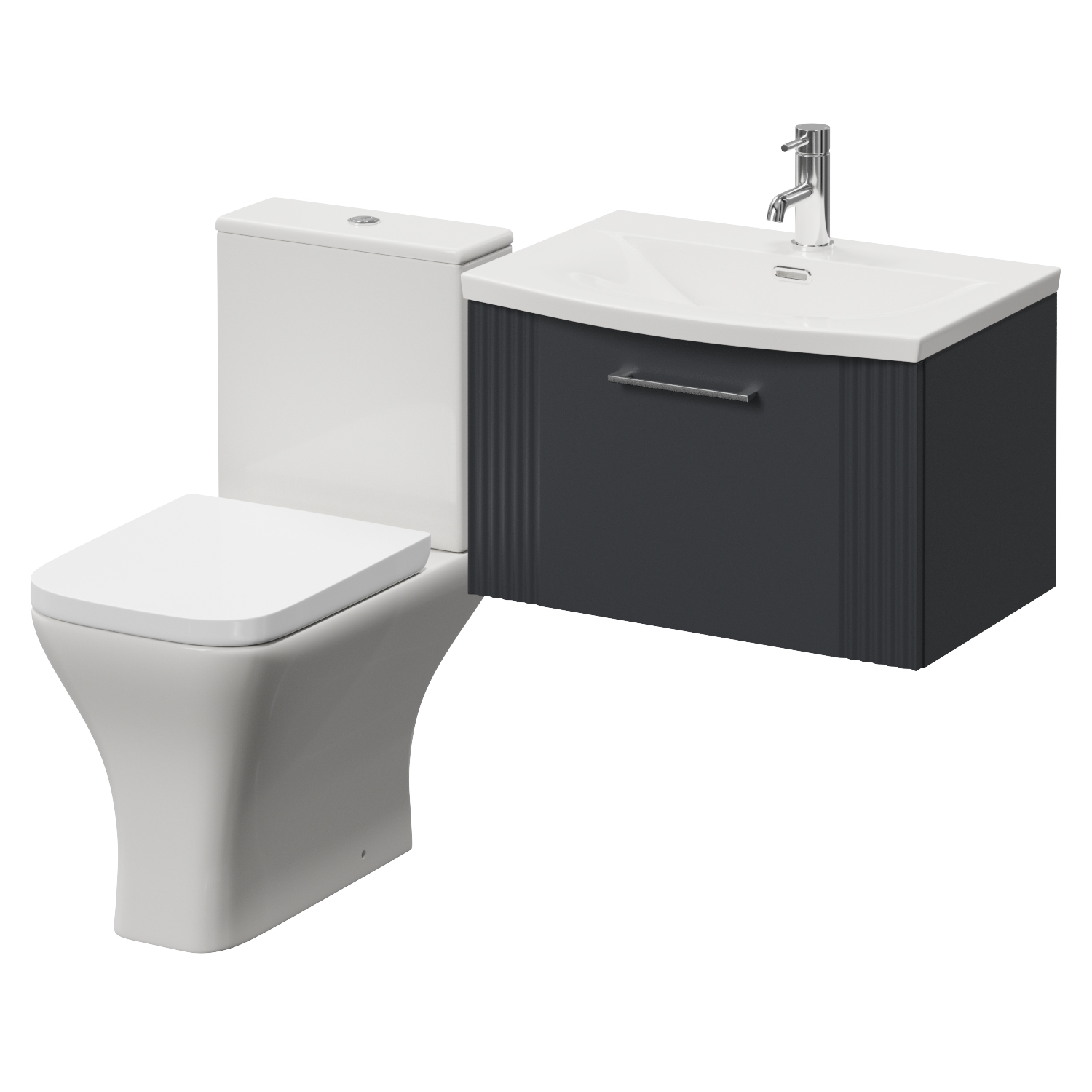 Avant Wall Mounted Single Drawer Vanity Unit and Kingston Toilet Suite with Arc Basin