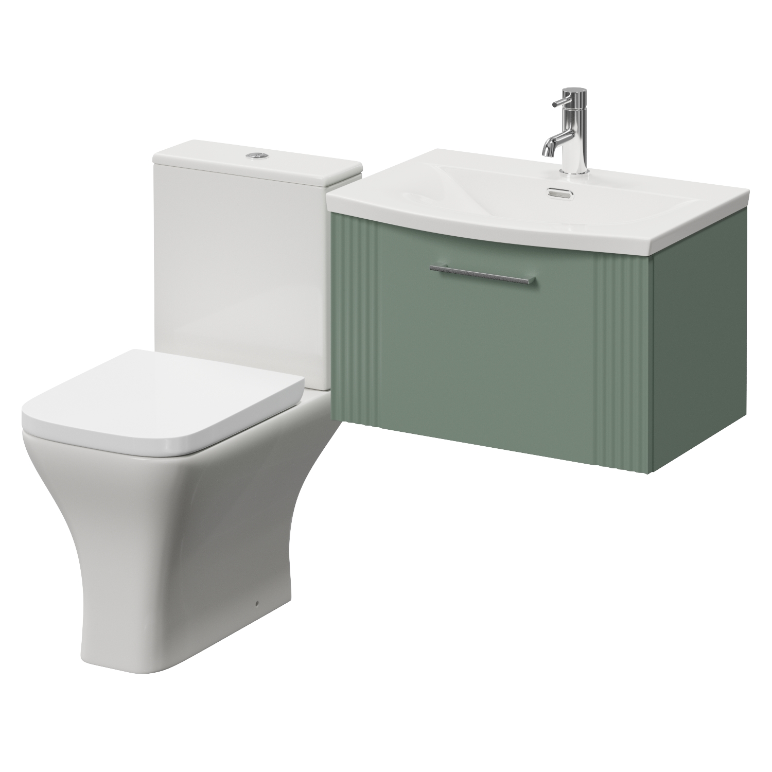 Avant Wall Mounted Single Drawer Vanity Unit and Kingston Toilet Suite with Arc Basin