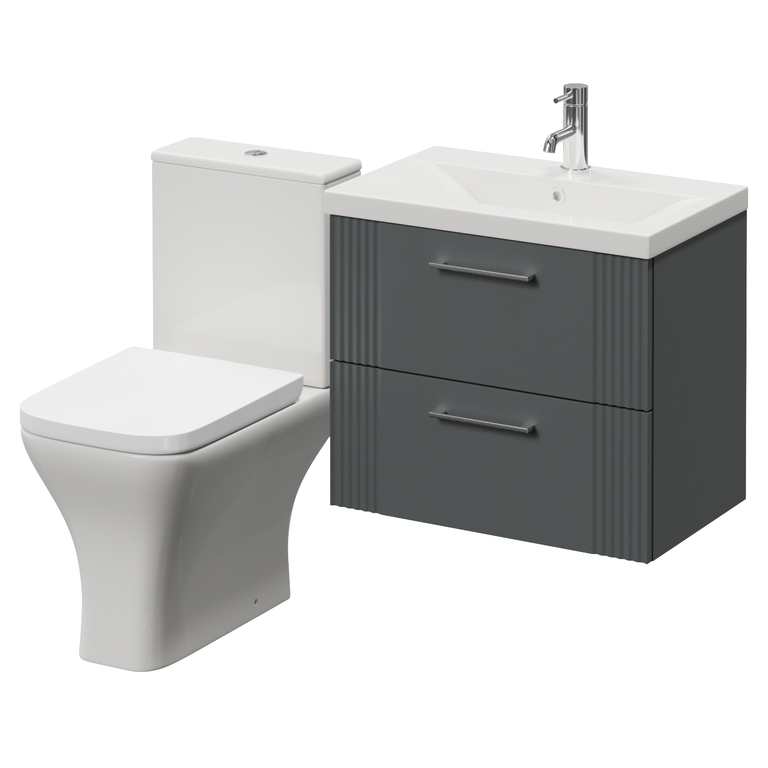 Avant Wall Mounted 2 Drawer Vanity Unit and Kingston Toilet Suite with Glide Basin