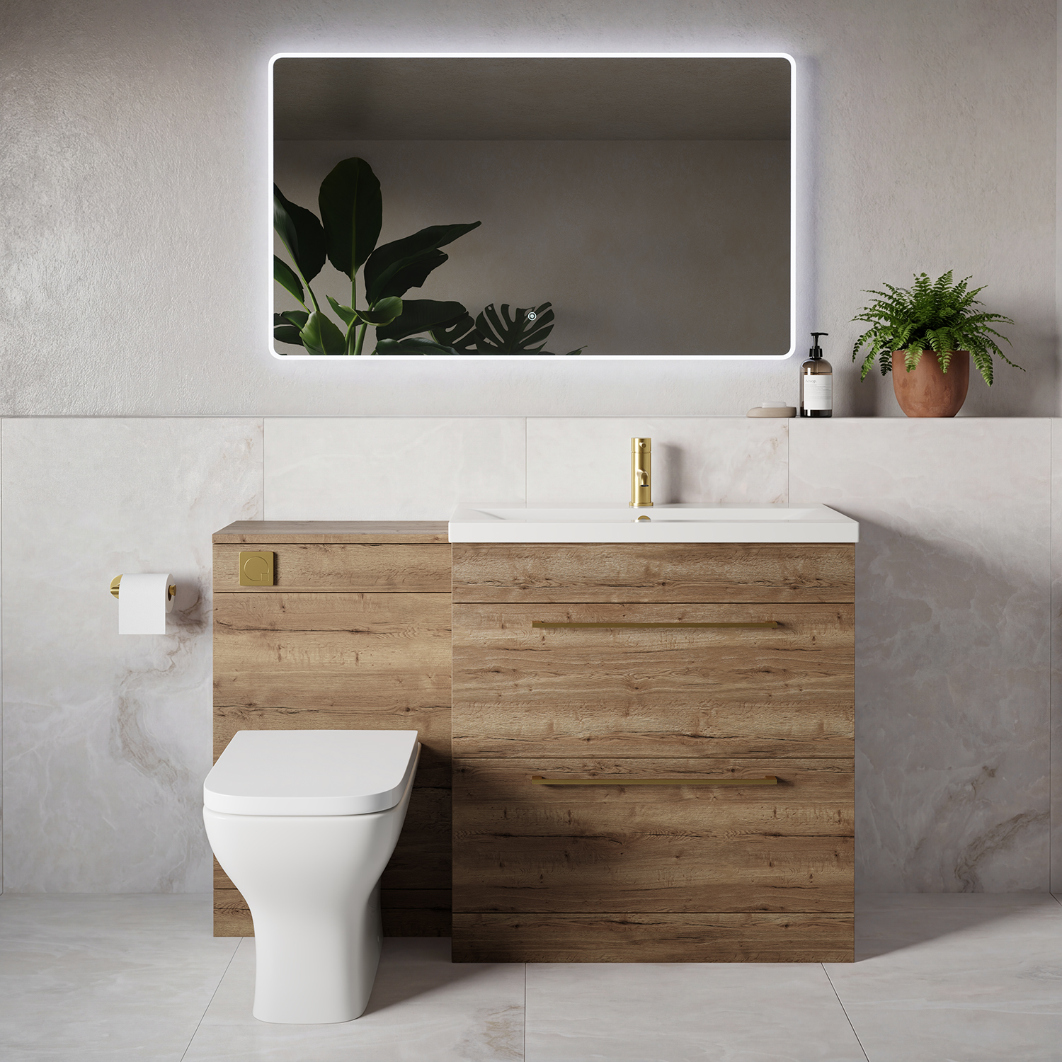 Napoli 390 2 Drawer Vanity Unit Toilet Suite with Glide Basin