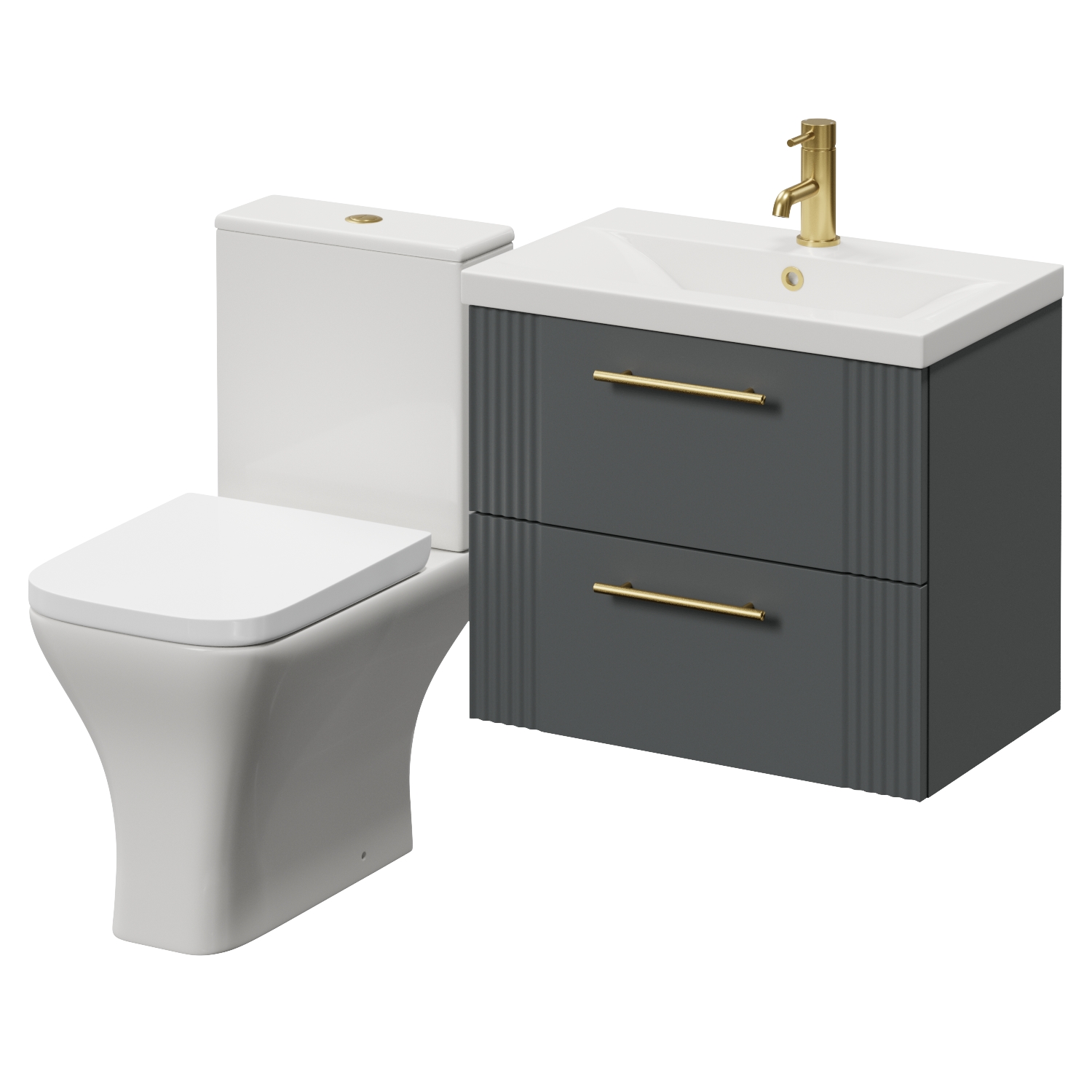 Avant Wall Mounted 2 Drawer Vanity Unit and Kingston Toilet Suite with Glide Basin