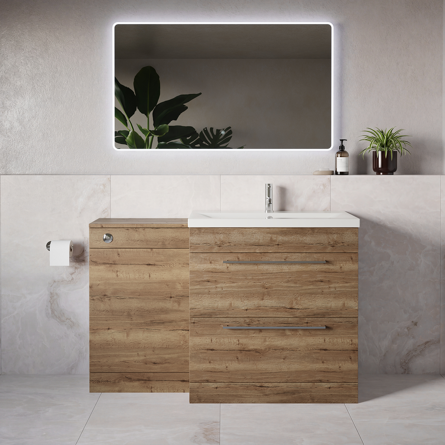 Napoli 390 2 Drawer Vanity Unit Toilet Suite with Glide Basin