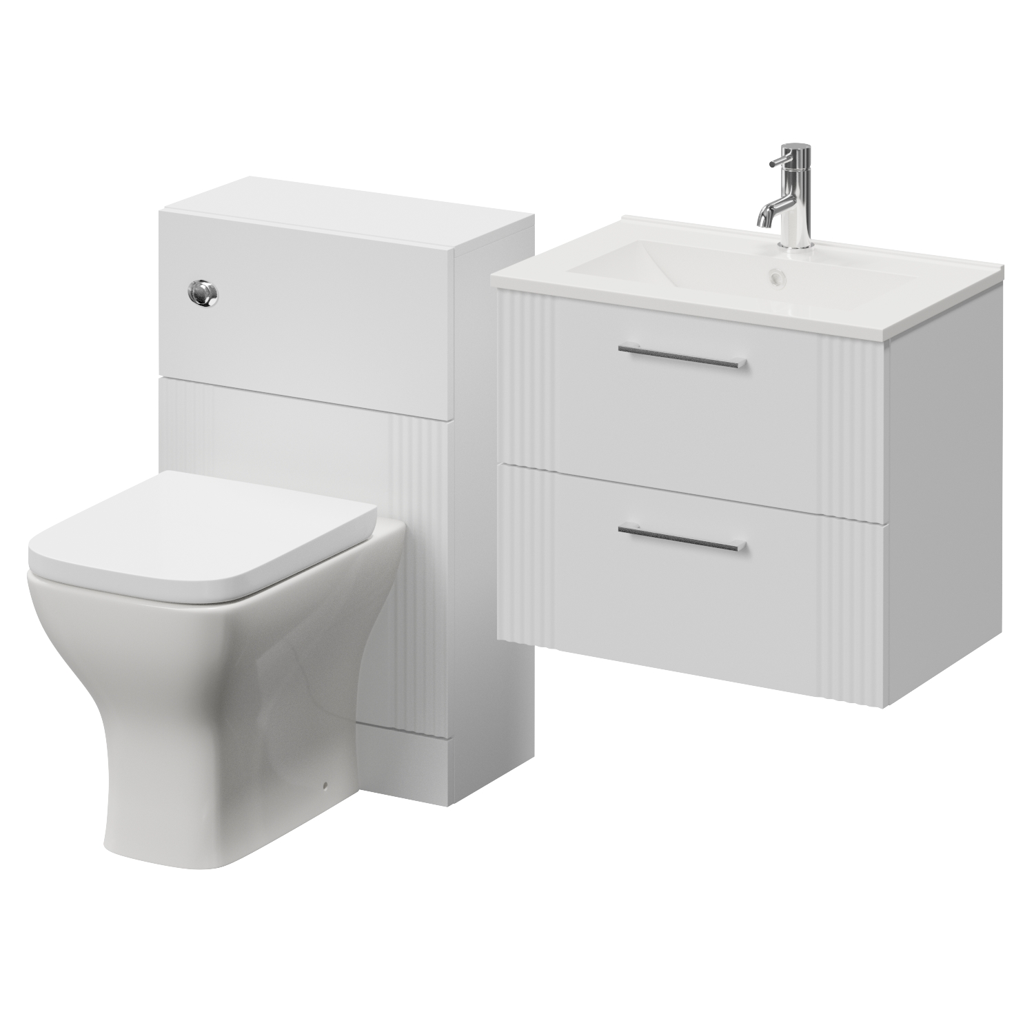 Avant Wall Mounted 2 Drawer Vanity Unit and Toilet Suite with Angel Basin