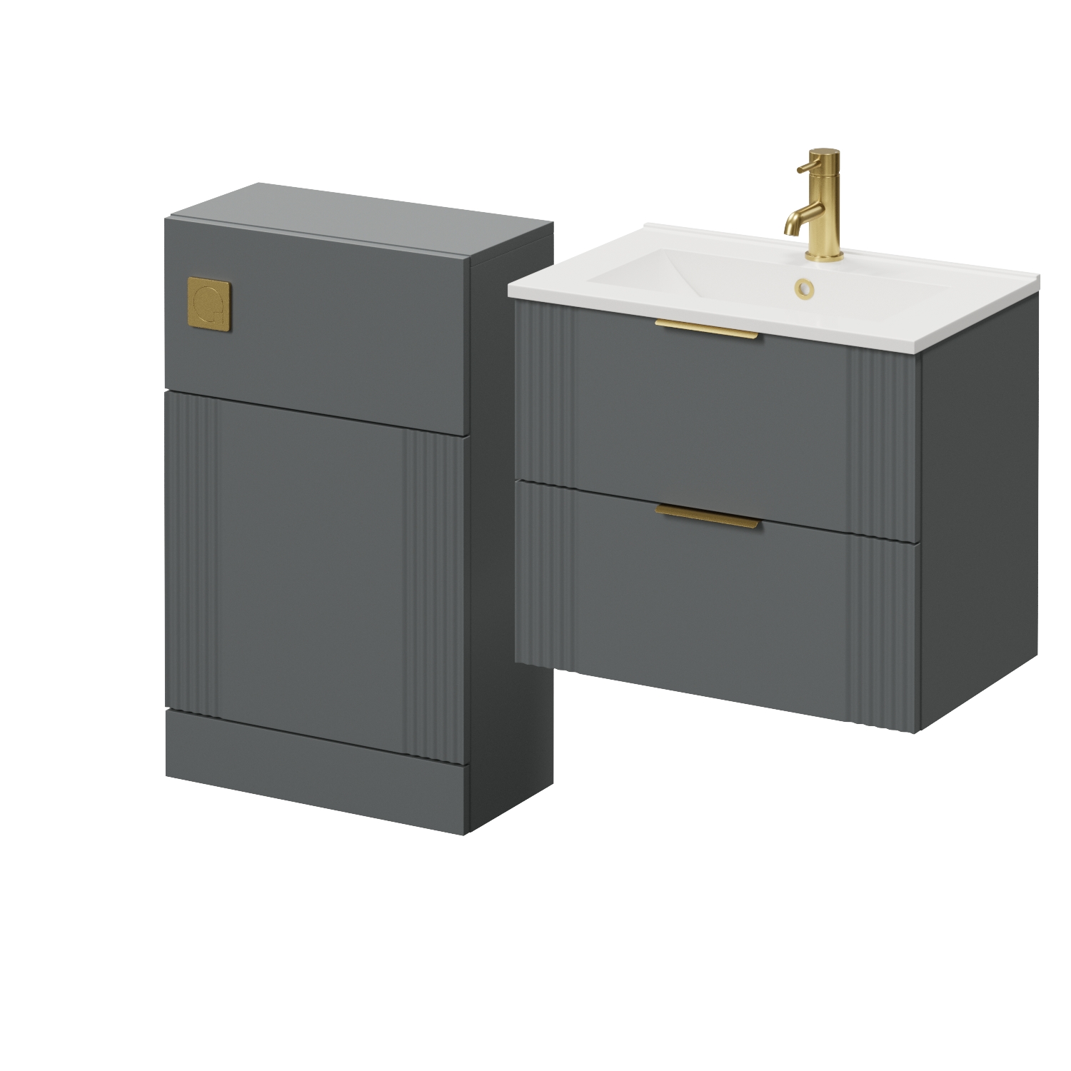 Avant Wall Mounted 2 Drawer Vanity Unit and Toilet Suite with Angel Basin