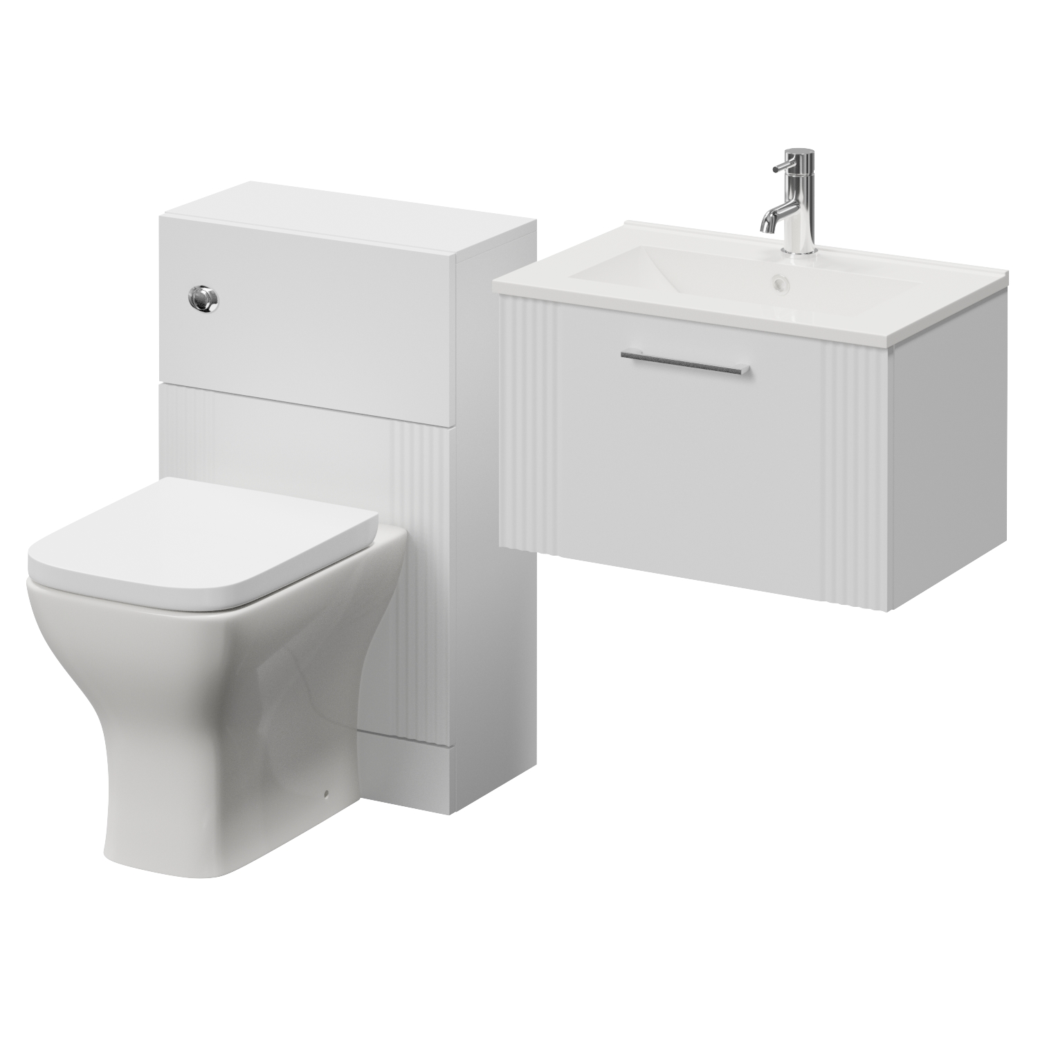 Avant Wall Mounted Single Drawer Vanity Unit and Toilet Suite with Angel Basin