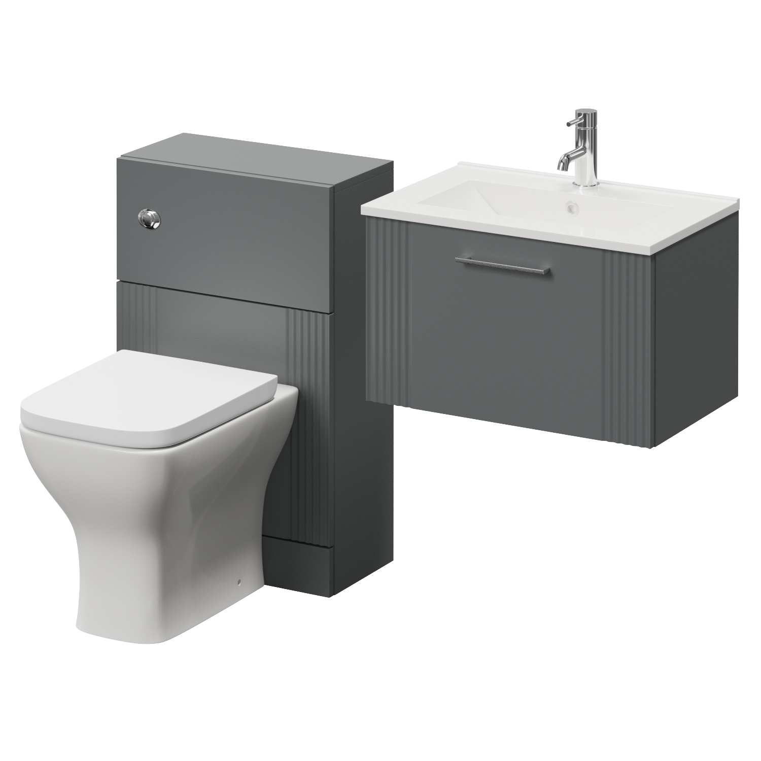 Avant Wall Mounted Single Drawer Vanity Unit and Toilet Suite with Angel Basin