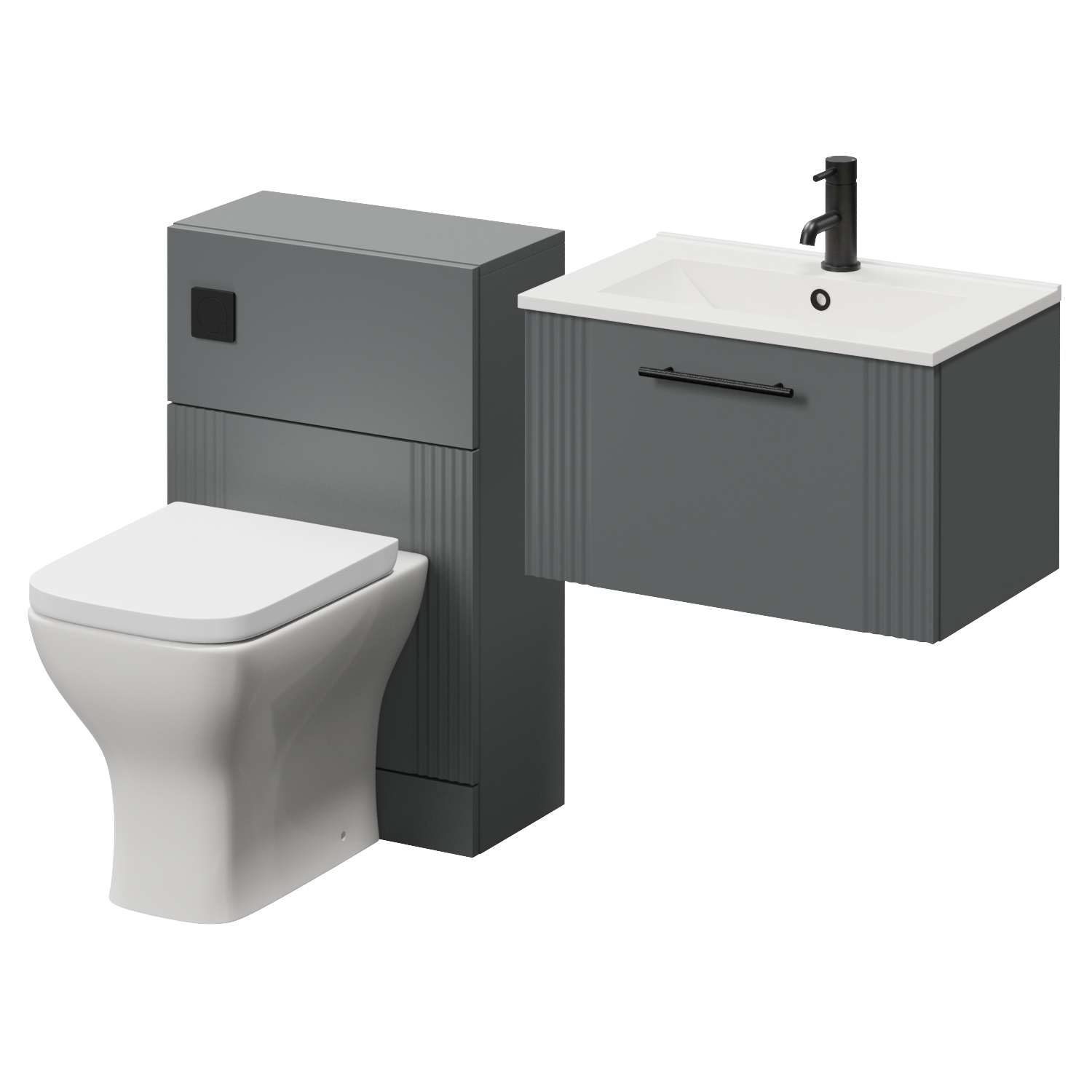 Avant Wall Mounted Single Drawer Vanity Unit and Toilet Suite with Angel Basin