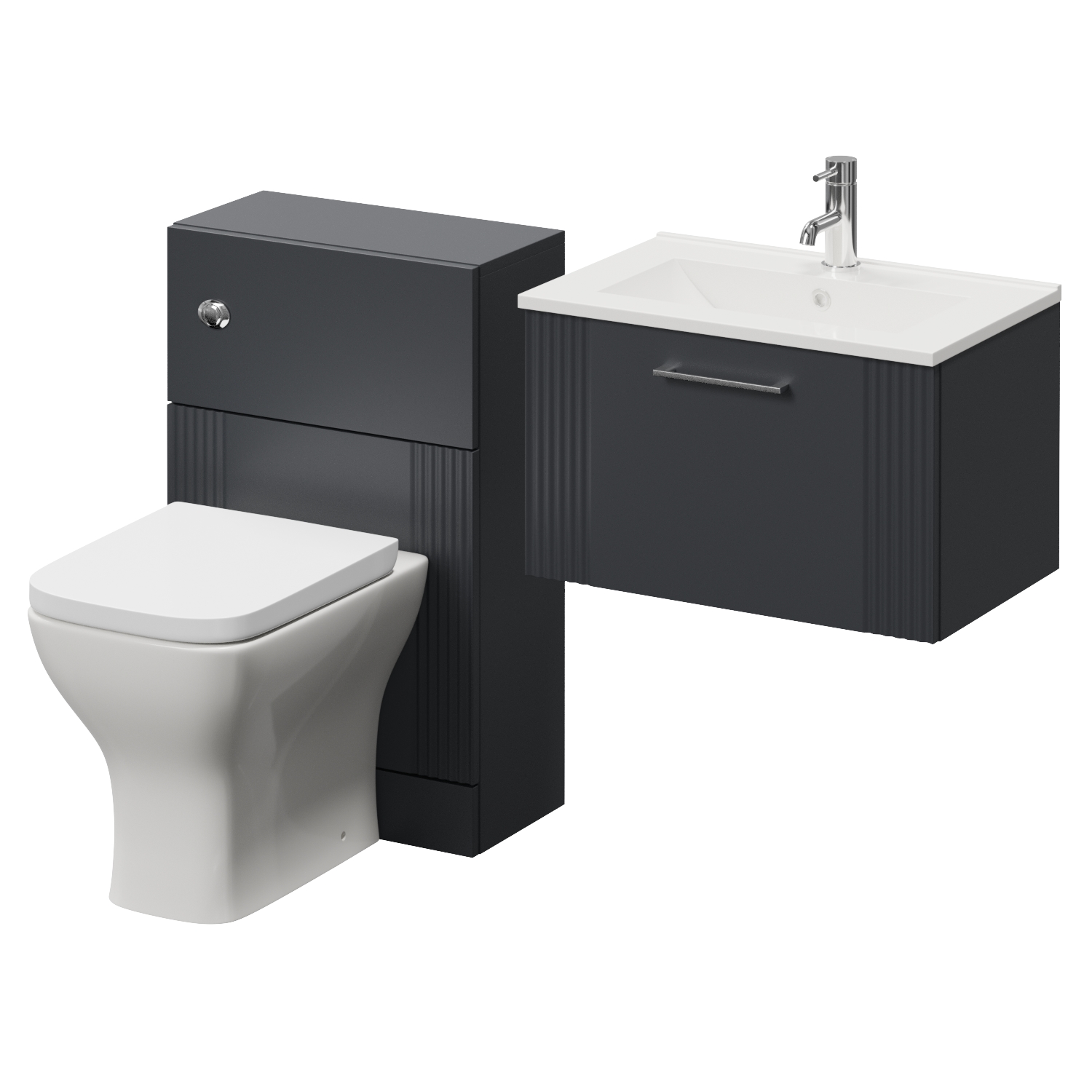 Avant Wall Mounted Single Drawer Vanity Unit and Toilet Suite with Angel Basin